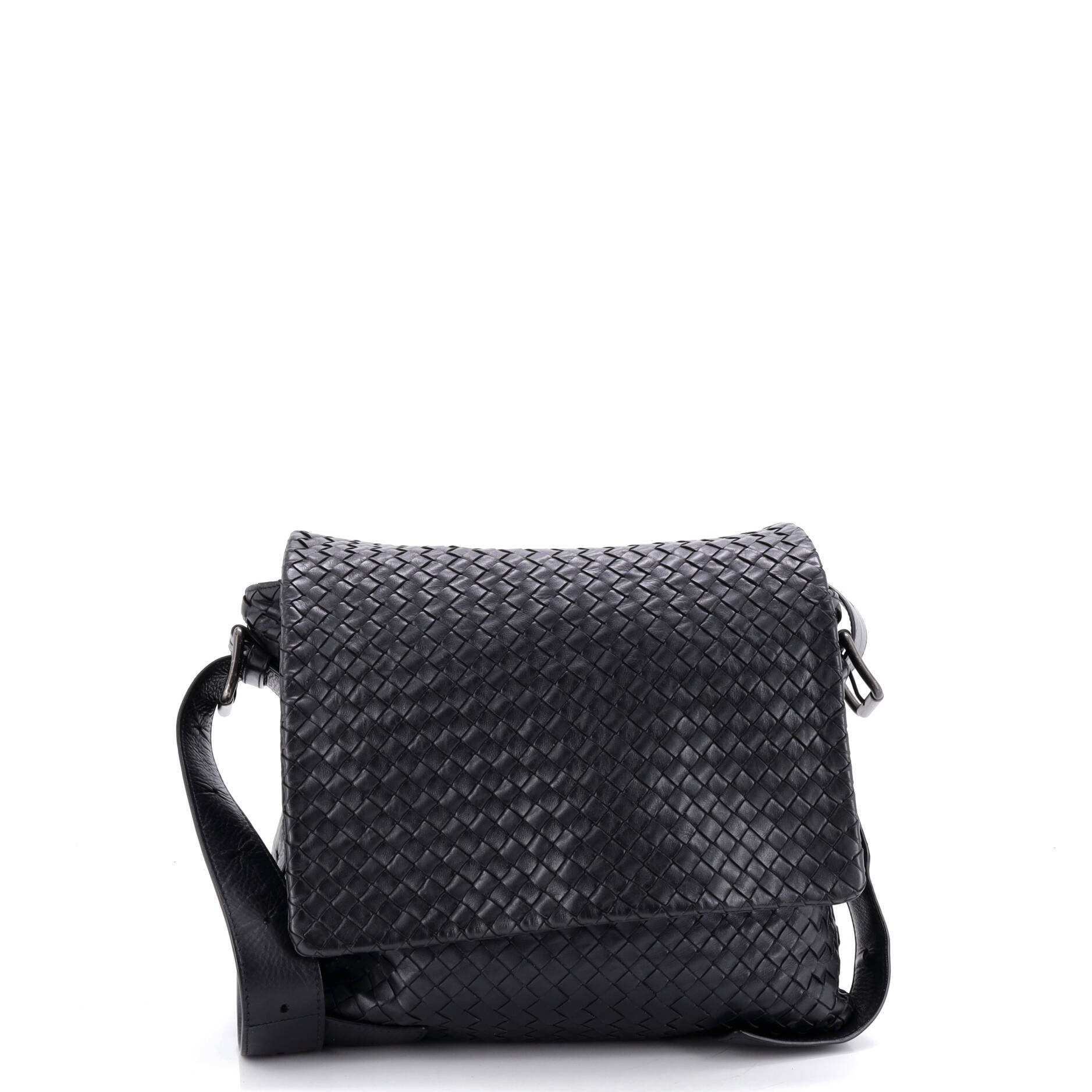 Square Flap Messenger Bag Intrecciato Nappa Medium