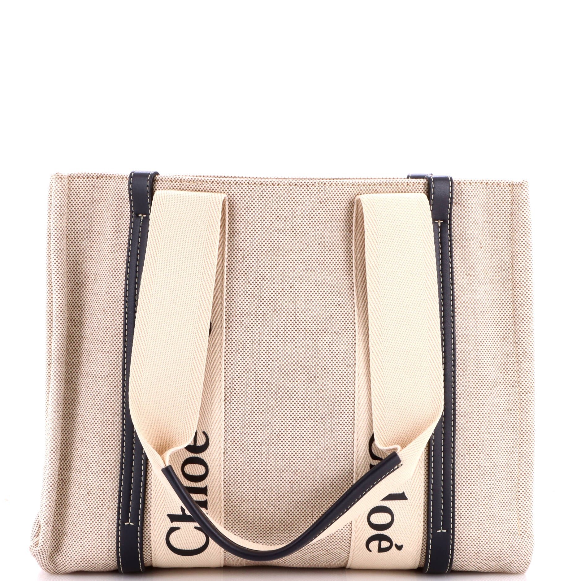 Woody Tote Canvas with Leather Medium