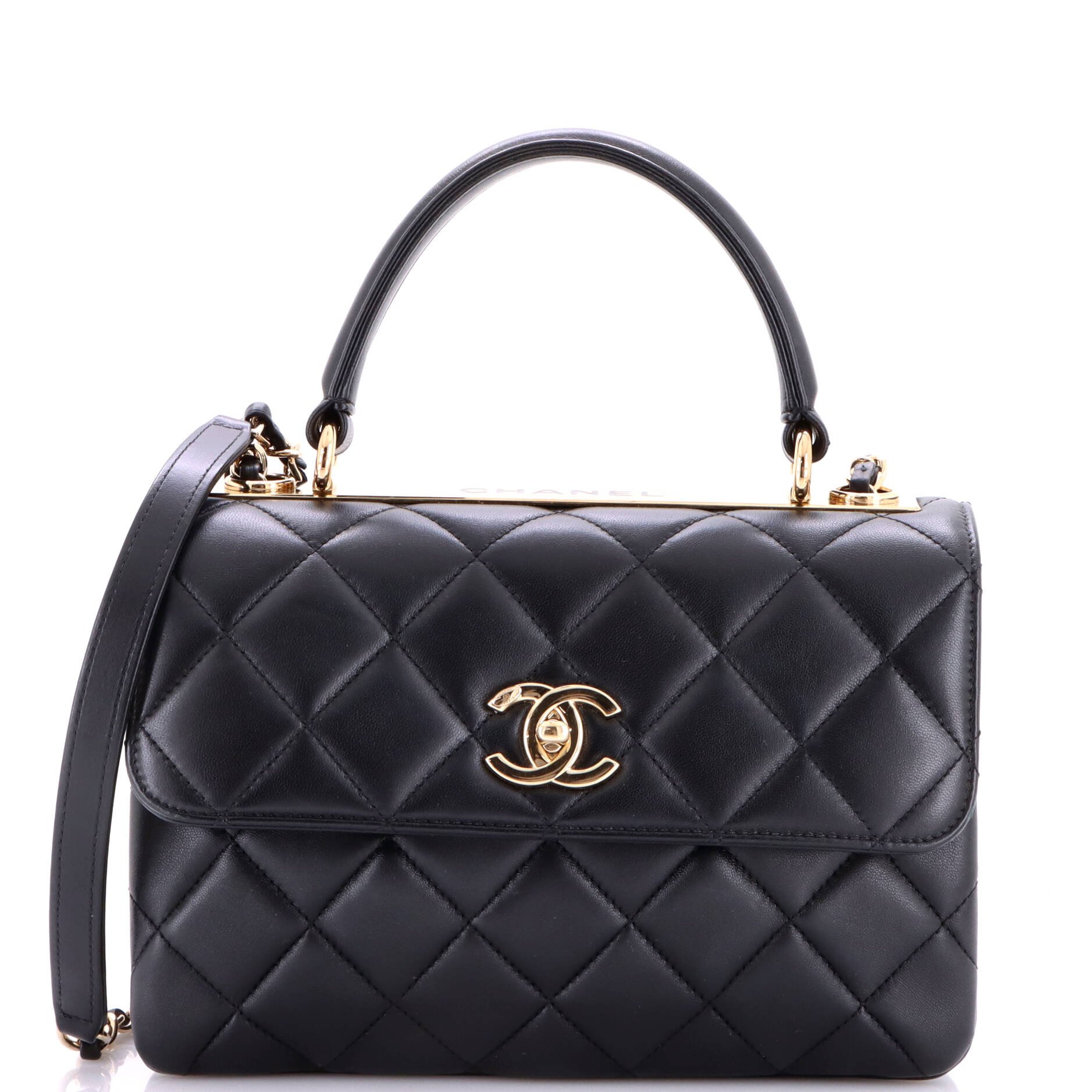 Trendy CC Top Handle Bag Quilted Lambskin Small