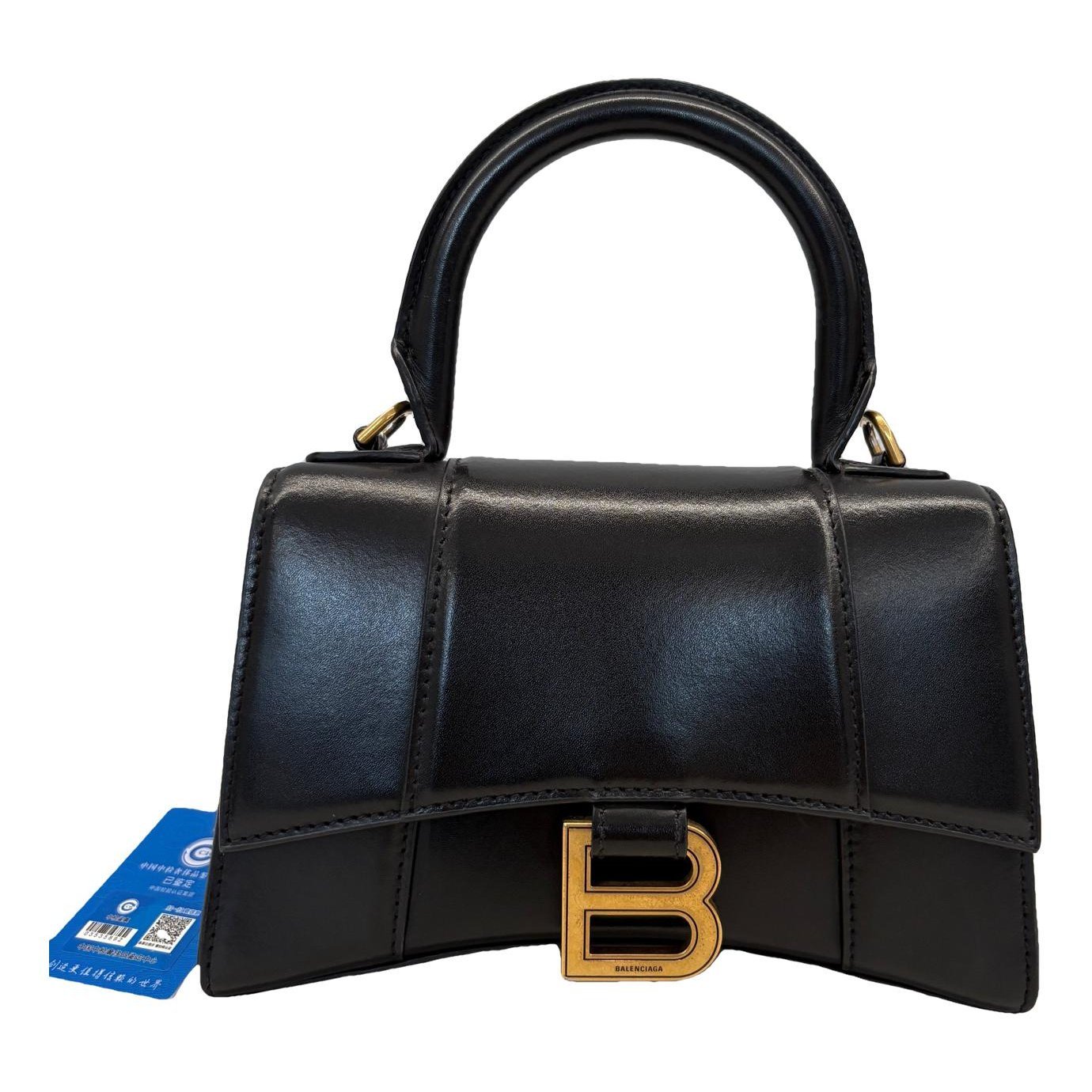 Hourglass leather handbag