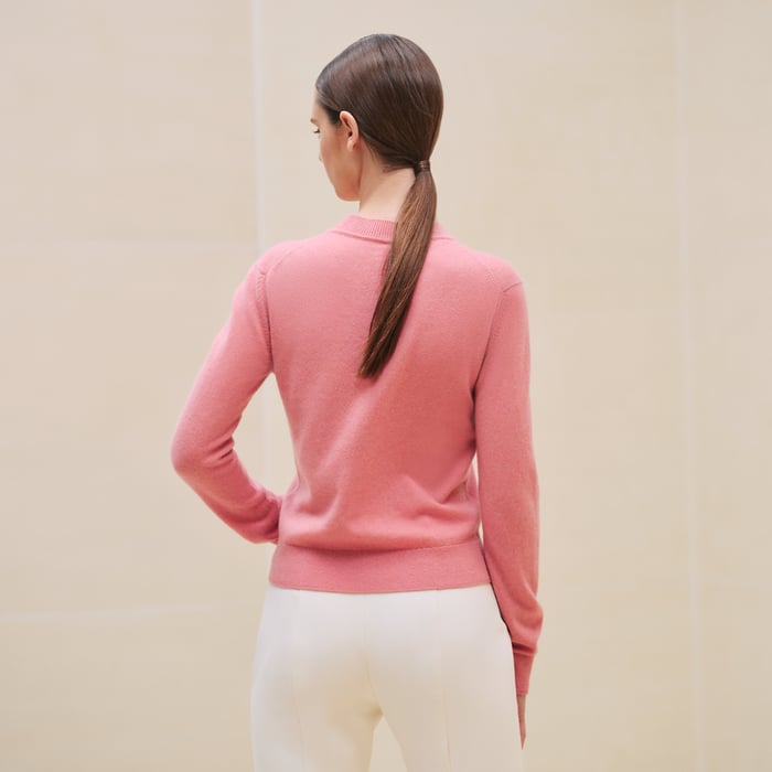 Rose Incarnat Cashmere "H Lift" Long-sleeve Sweater