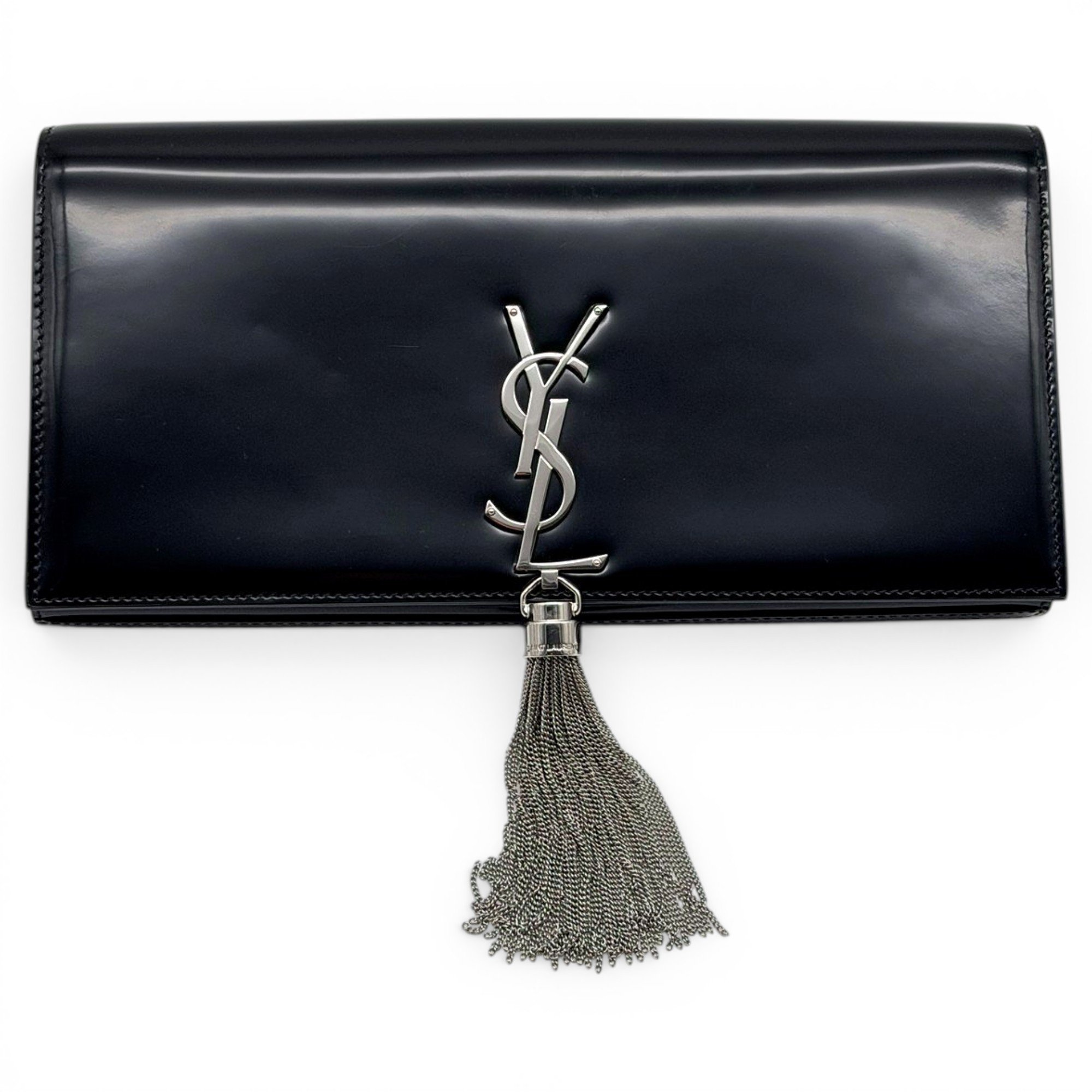 Kate monogramme patent leather clutch bag