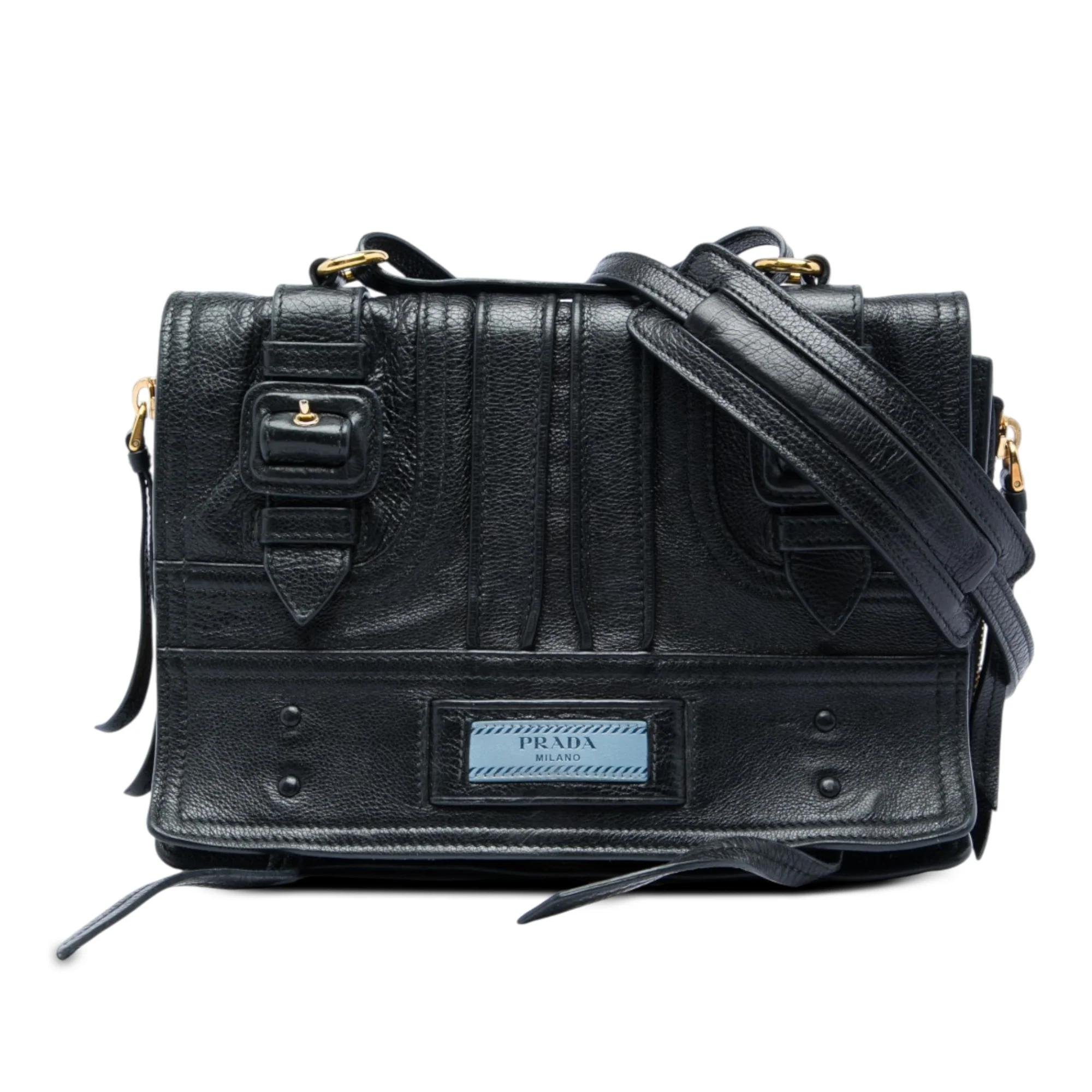 Etiquette leather crossbody bag