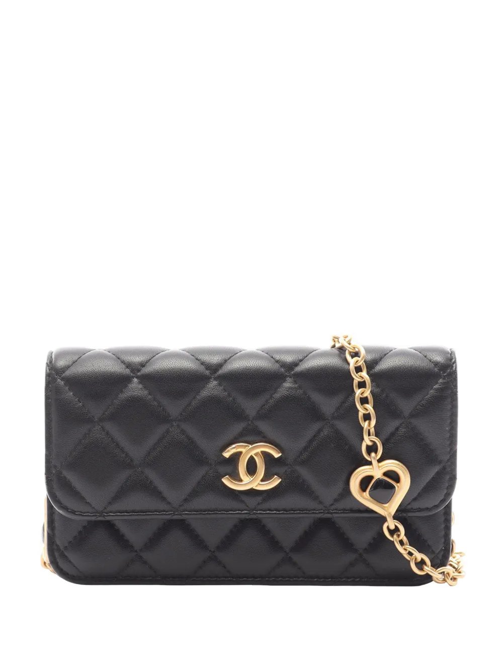 2021-2026 Quilted Lambskin Heart Flap Phone Holder with Chain crossbody bag