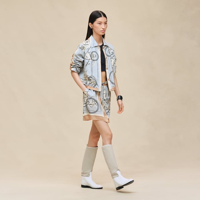 Gris Paruline "Ex-libris a Main Levee" Buttoned Skirt