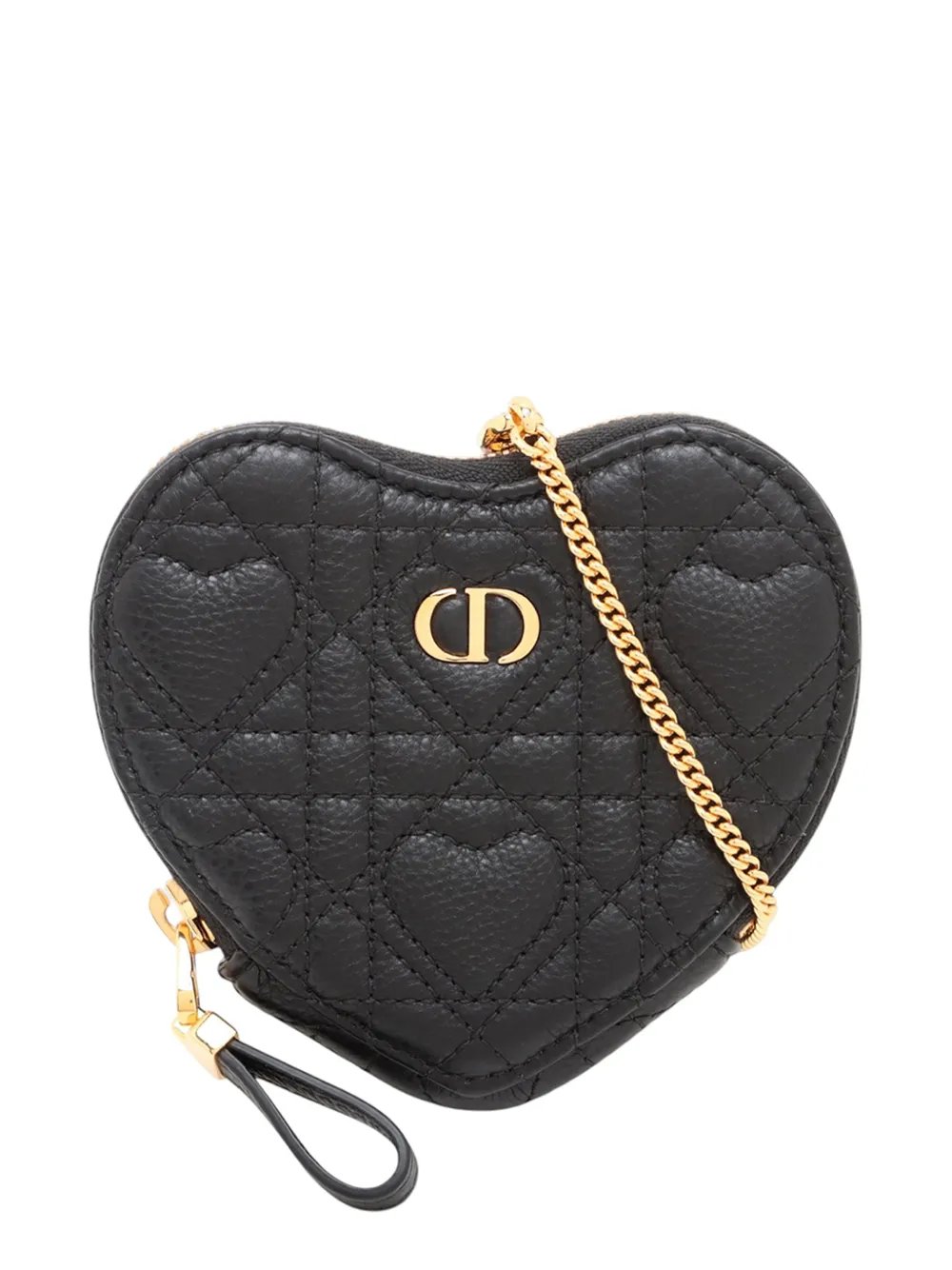 2021-2026 DiorAmour Calfskin Cannage Caro Heart Pouch With Chain crossbody bag