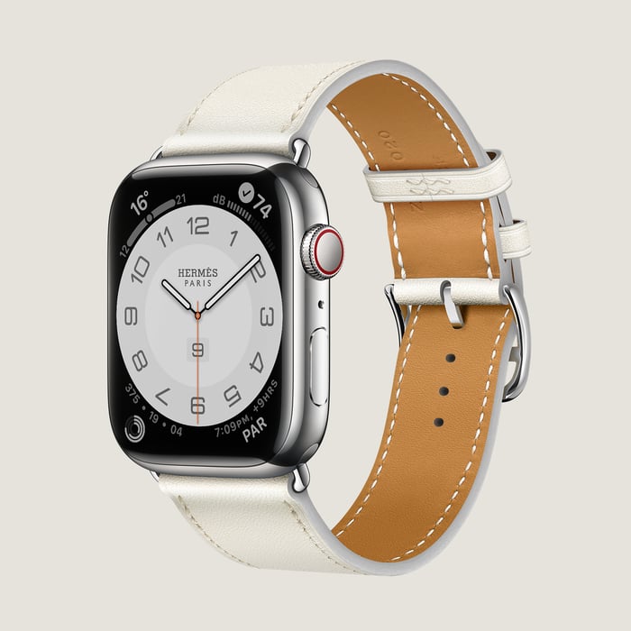 Blanc Band Apple Watch Hermès Single Tour 45 MM