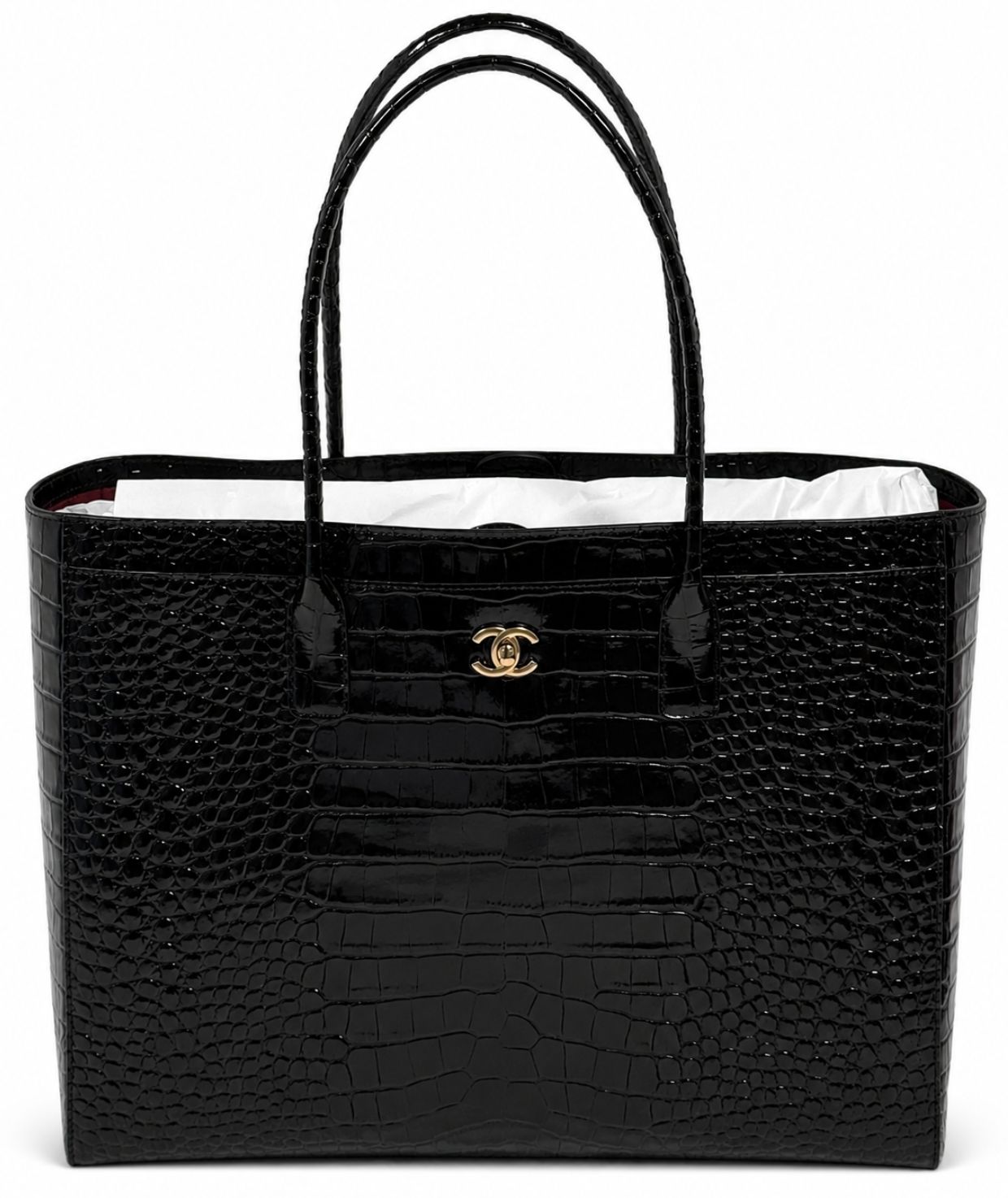 Chanel Large Tote, Black Croc Illusion, Gold Hardwarte, New in Box MA001