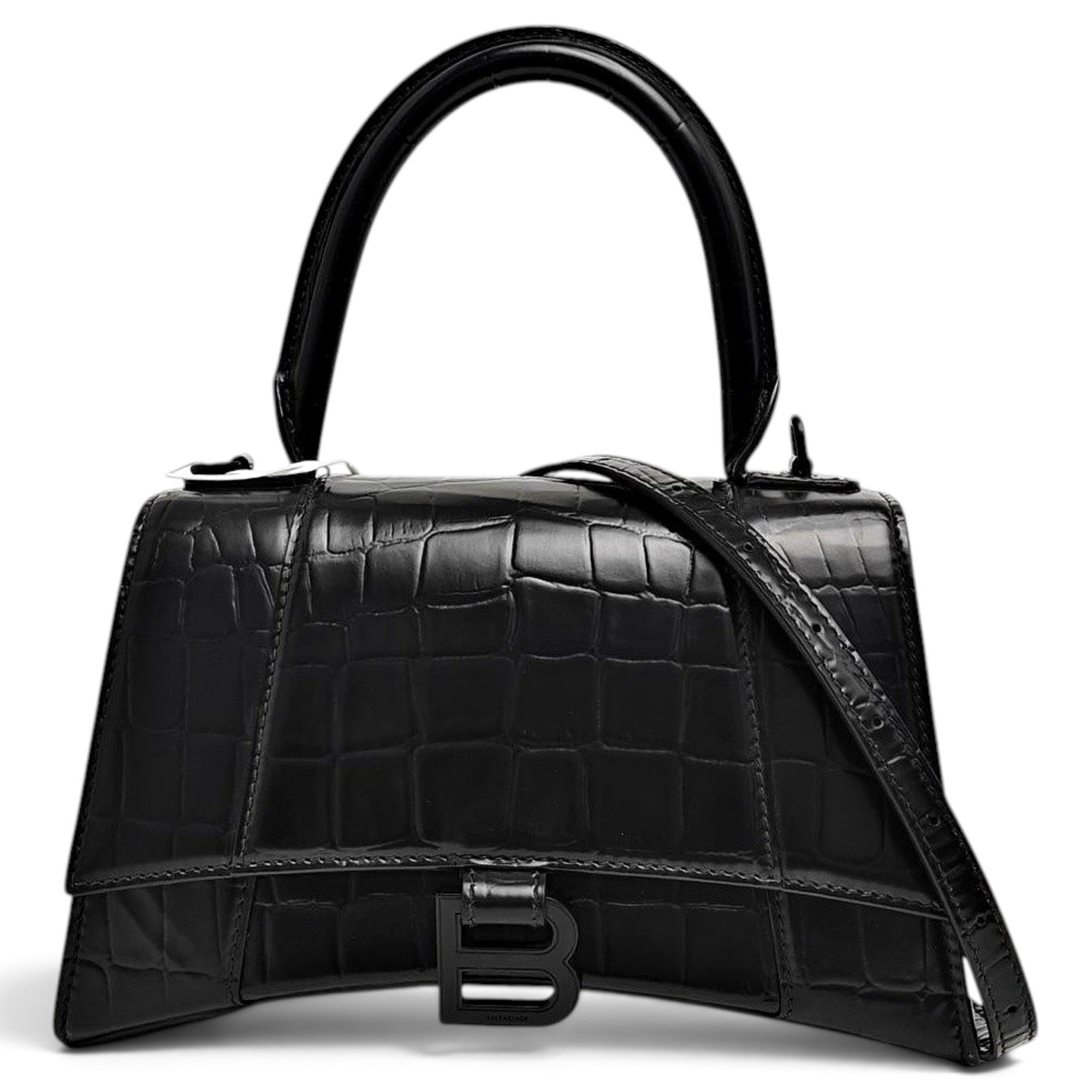 Hourglass leather handbag