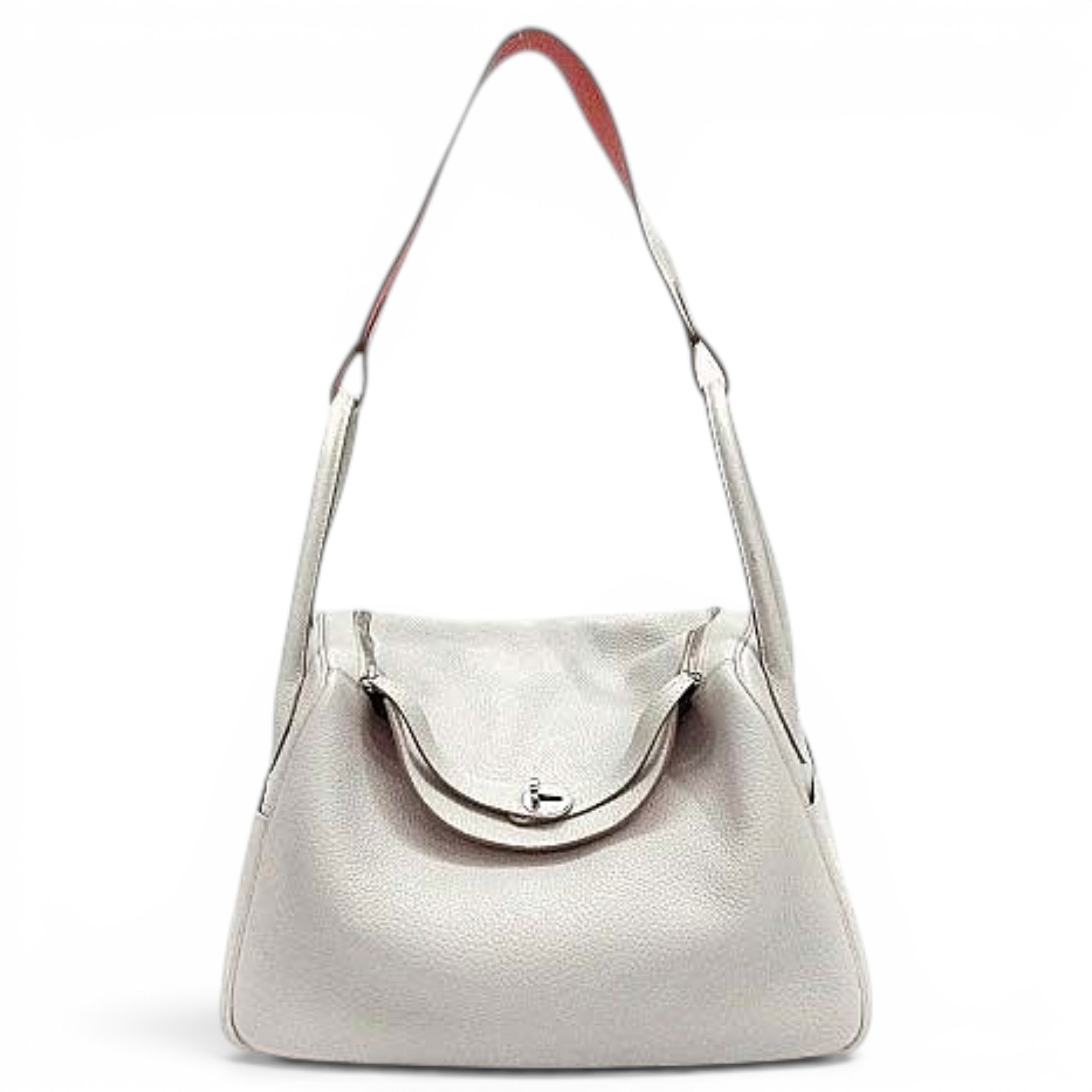 Hermes Lindy Handbag Pearl Grey Clemence Leather