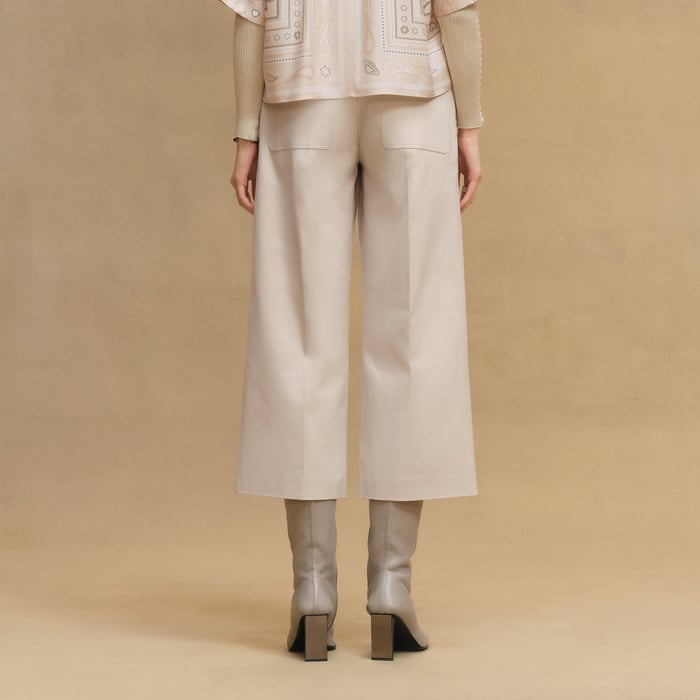 Beige Avoine Cropped Pants