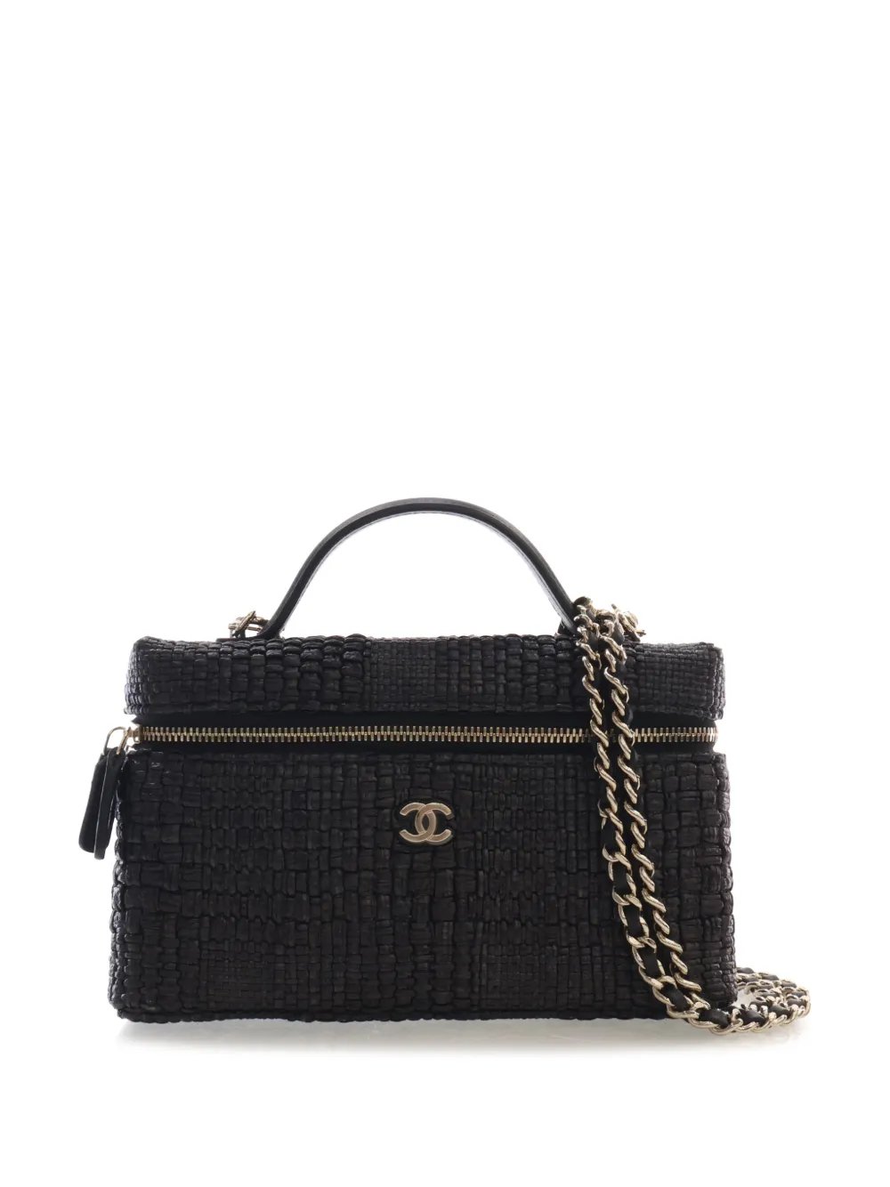 2021-2026 CC Raffia Slim Vanity Top Handle with Chain satchel