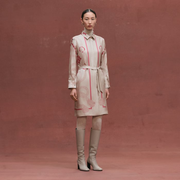 Beige Avoine "Palefroi Remix" Shirt Dress