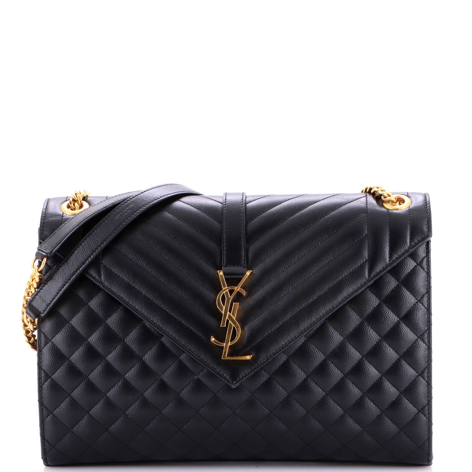 Classic Monogram Envelope Satchel Mixed Matelasse Leather Large
