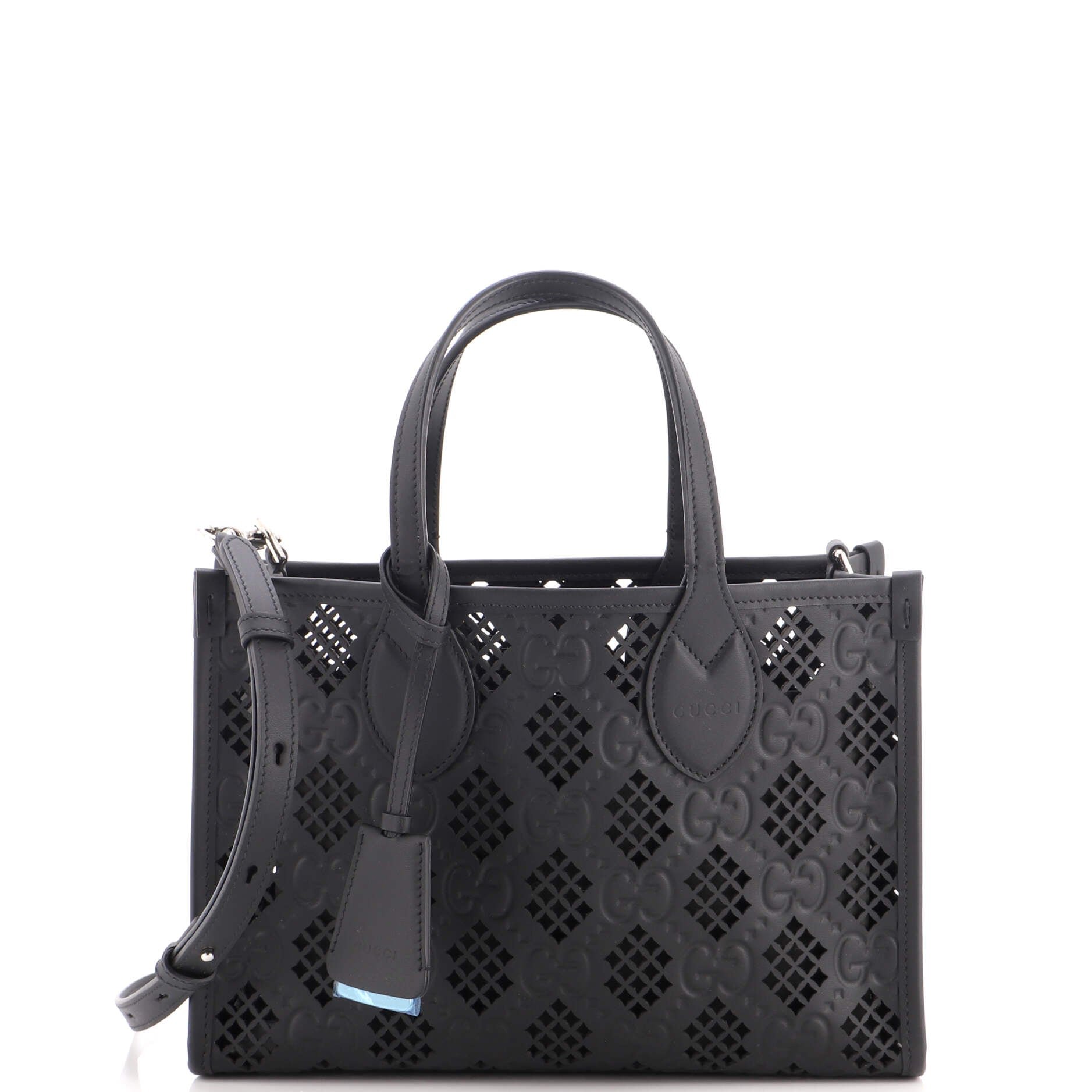 Convertible Tote GG Debossed Laser Cut Leather Small