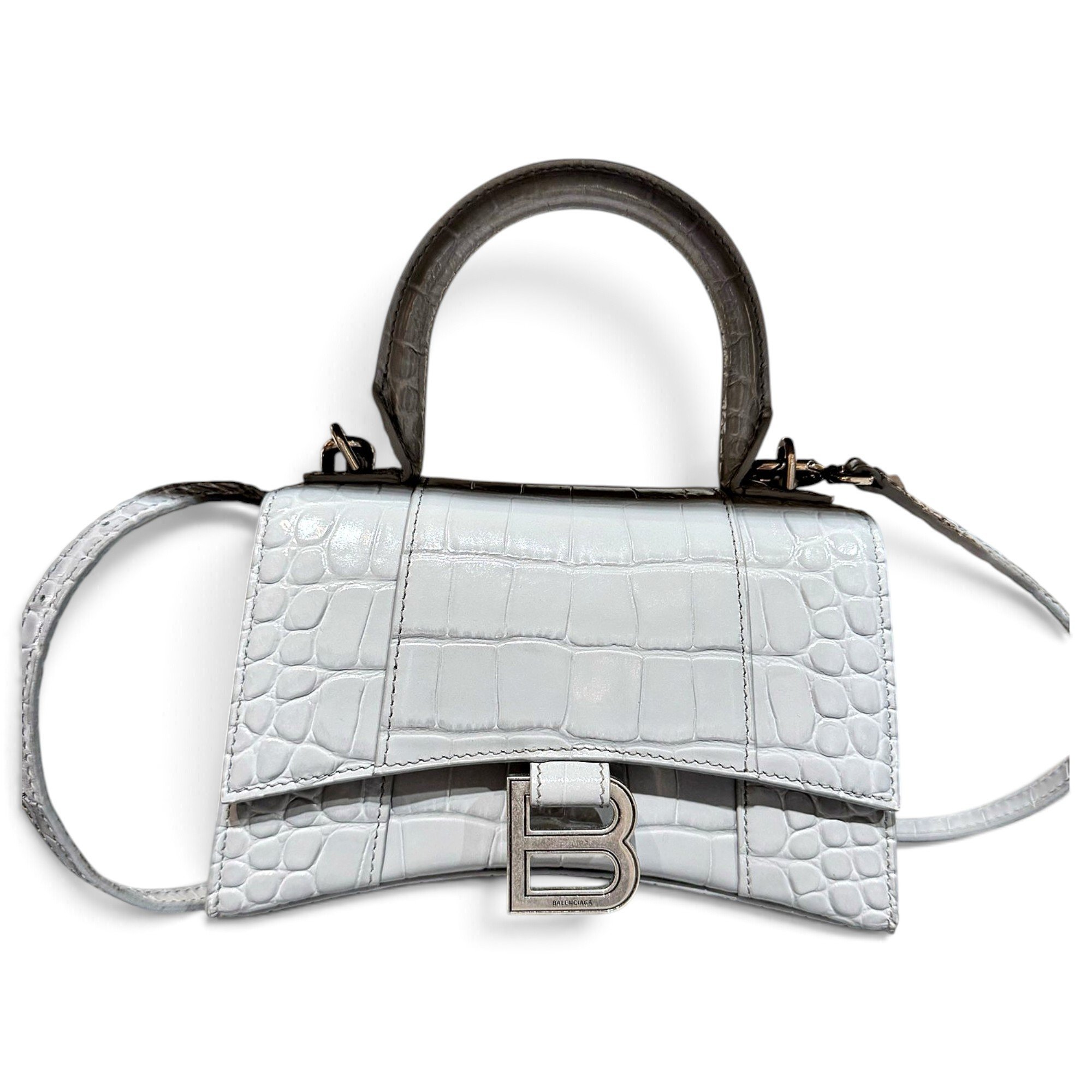 Hourglass leather handbag