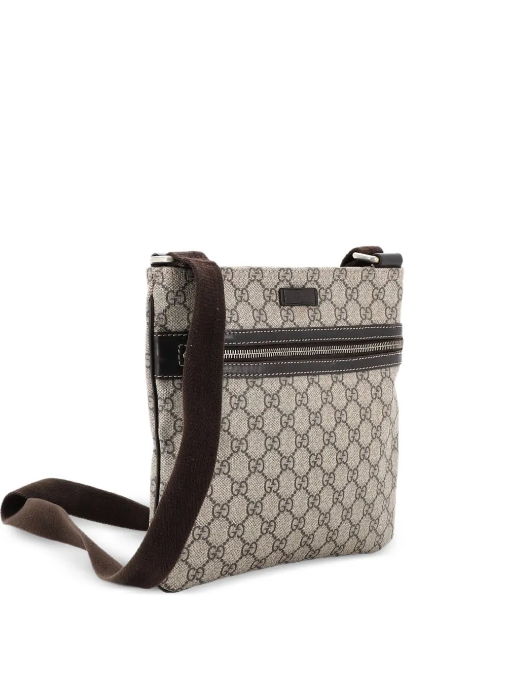 Front Zip Flat Messenger Bag GG Coated Canvas Medium crossbody bag