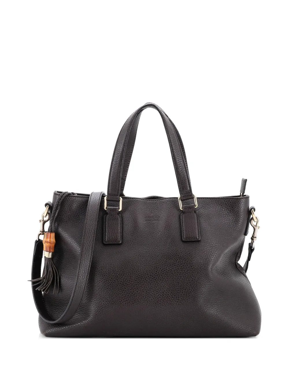 Bamboo Tassel Convertible Zip Tote Leather Large satchel