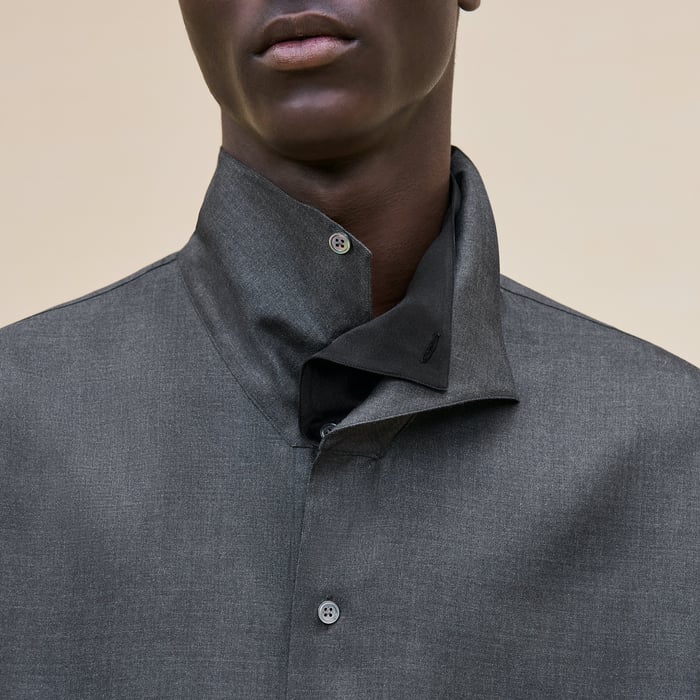 Anthracite Sporty Fit Shirt With Mock Neck Collar