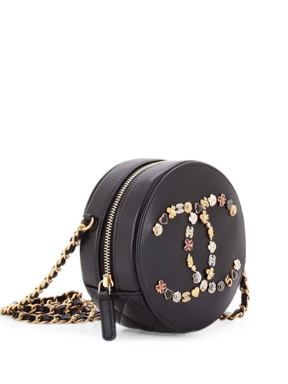 Lucky Charms Round With Chain Embellished Lambskin clutch bag