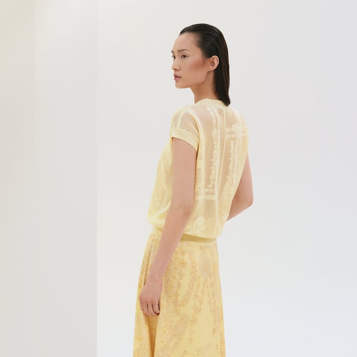Jaune Aurore "En Desordre a Fleurs" Short-sleeve Sweater