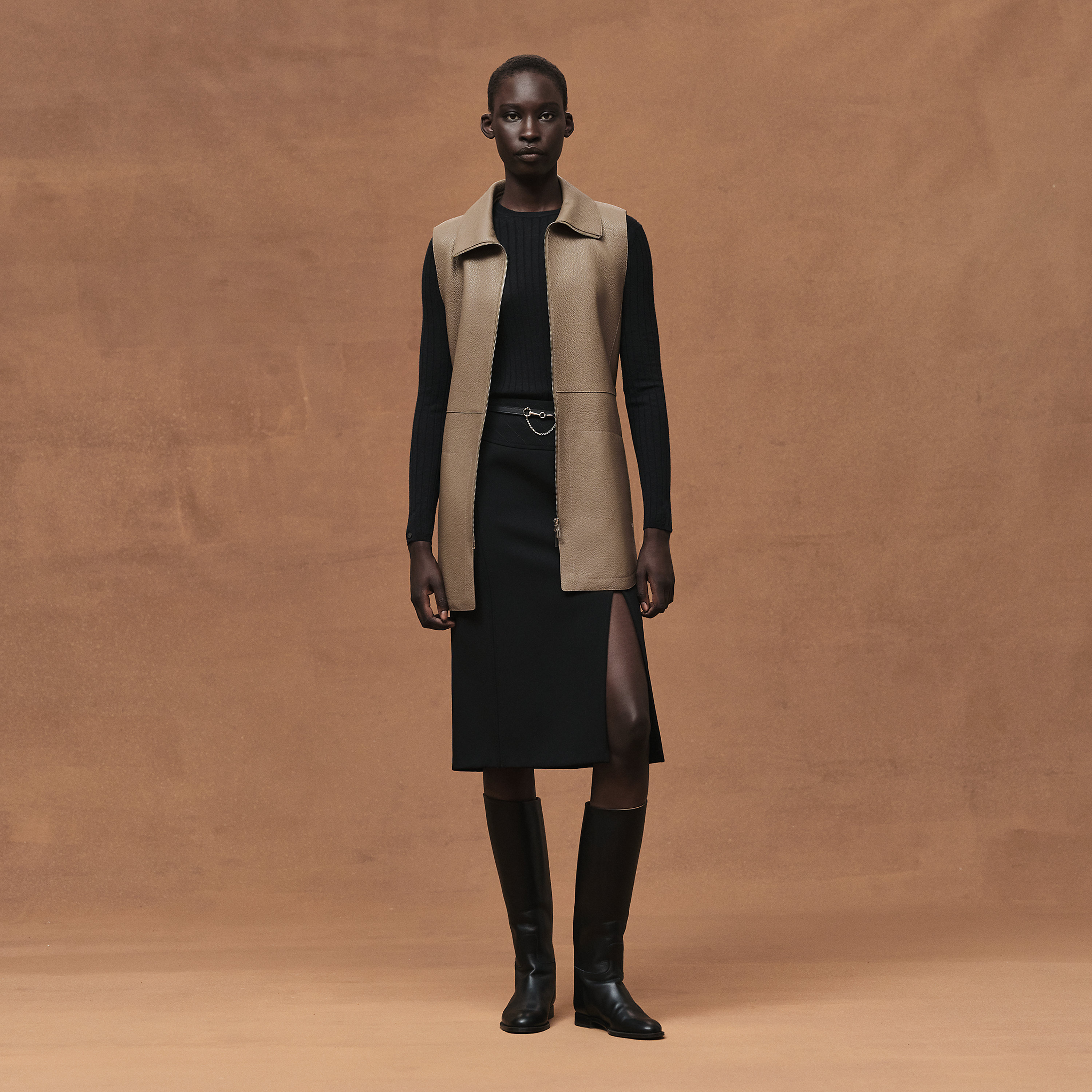 Gilet long ceinturé
