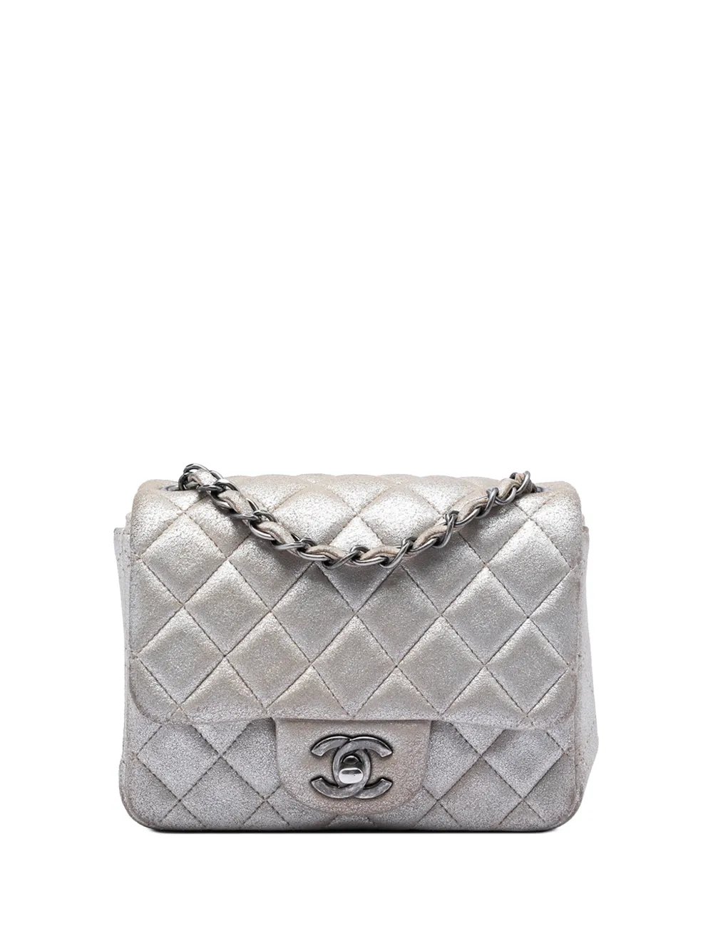 2014 Mini Square Classic Metallic Lambskin Single Flap crossbody bag