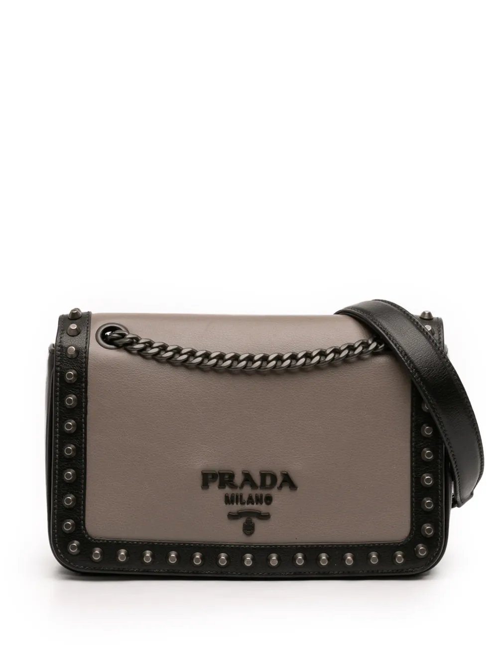 2013-2026 Bicolor Glace Calfskin Studded crossbody bag