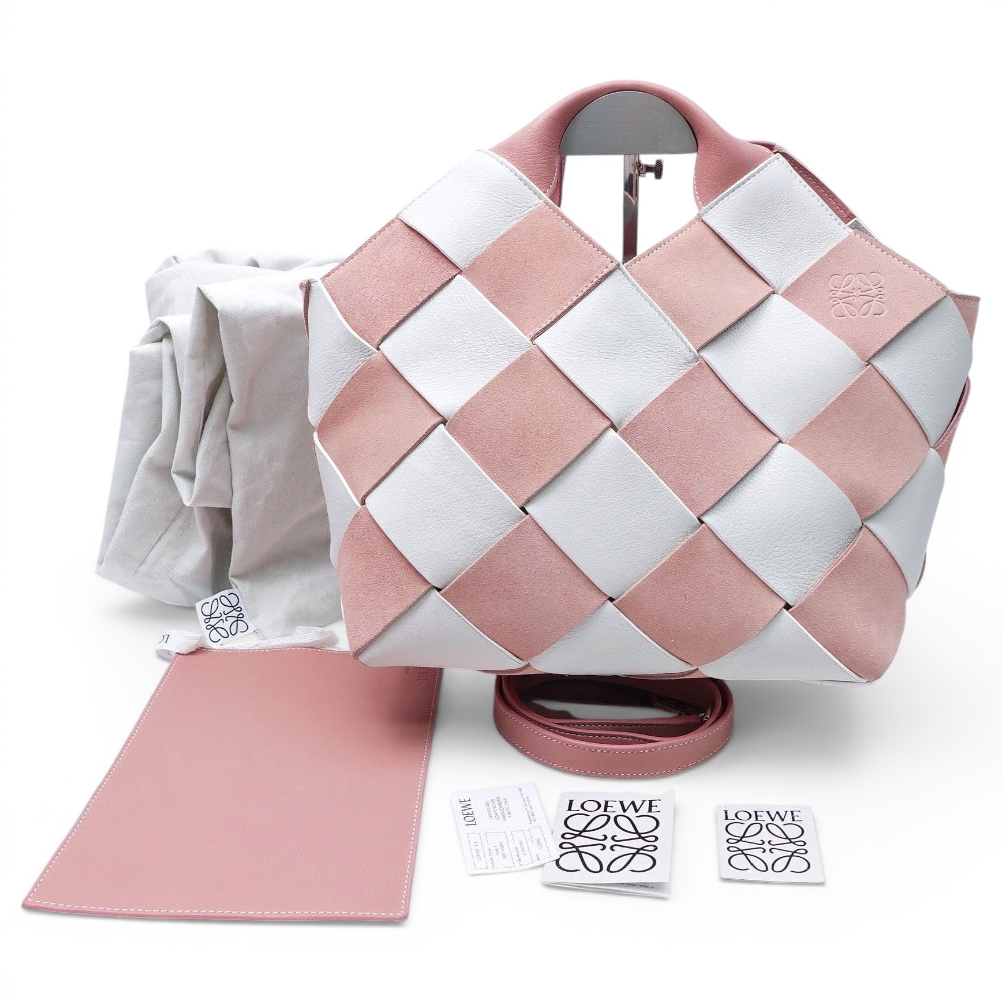 Woven basket bag leather tote