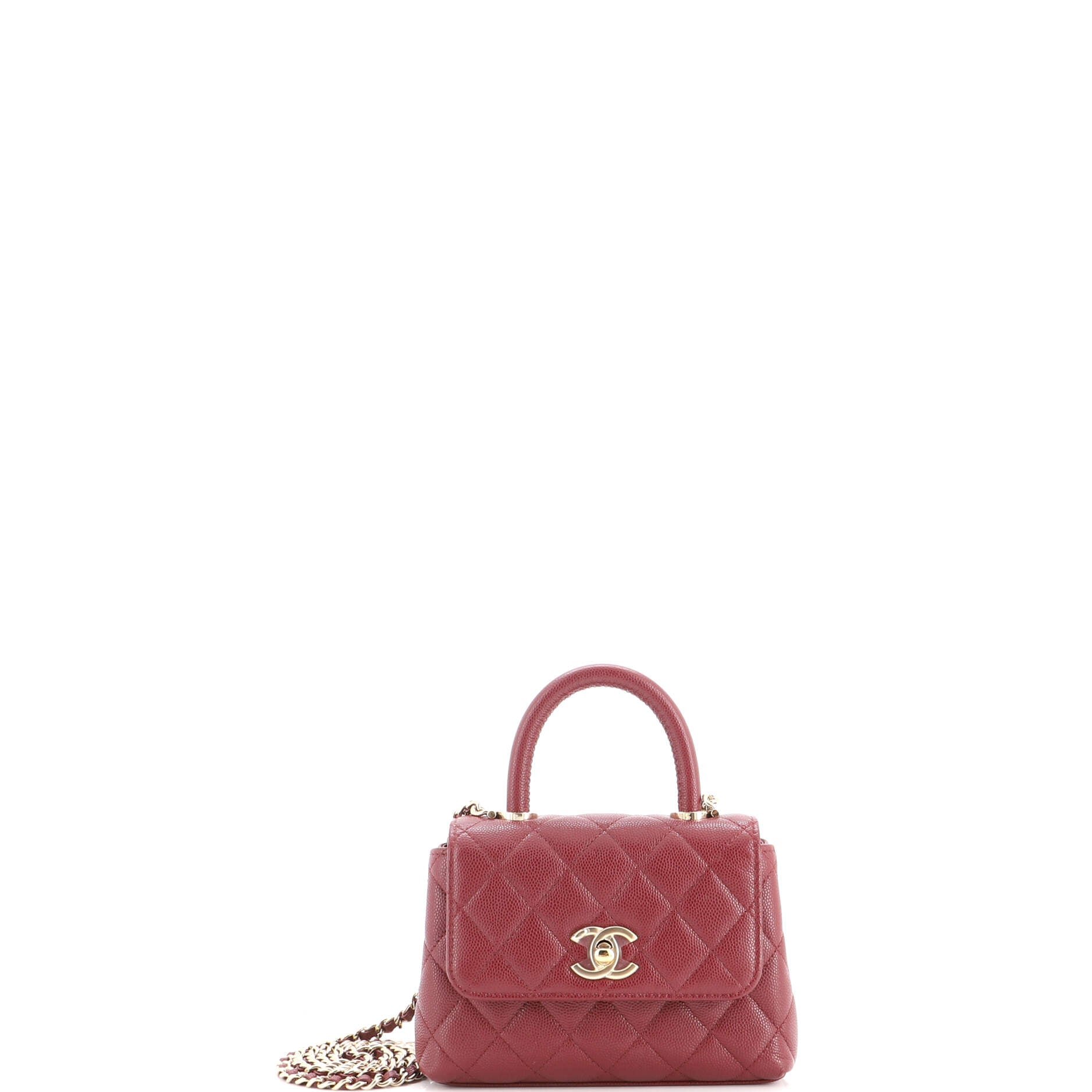 Coco Top Handle Clutch with Chain Quilted Caviar Mini