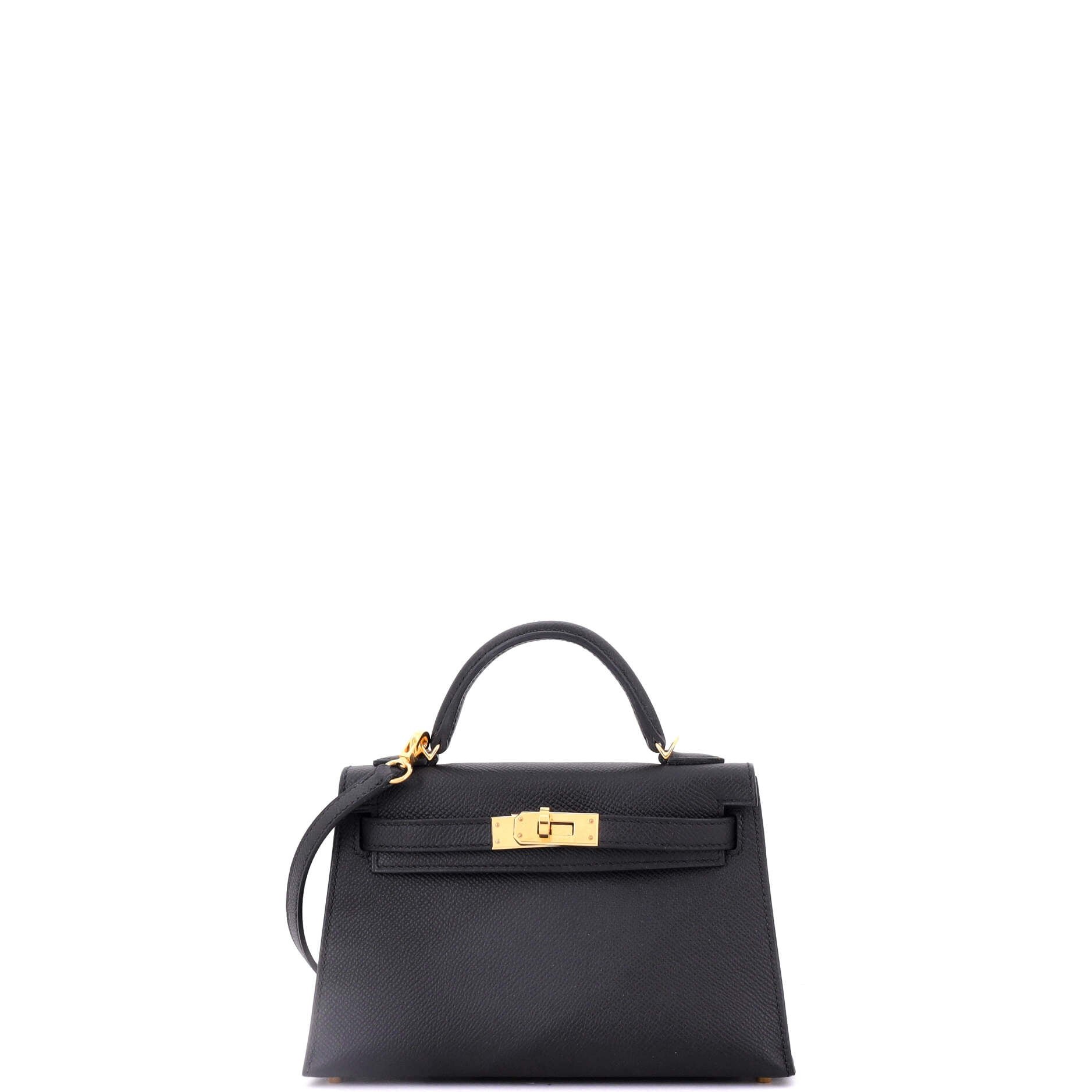 Hermes Kelly Mini II Bag Noir Epsom with Gold Hardware 20