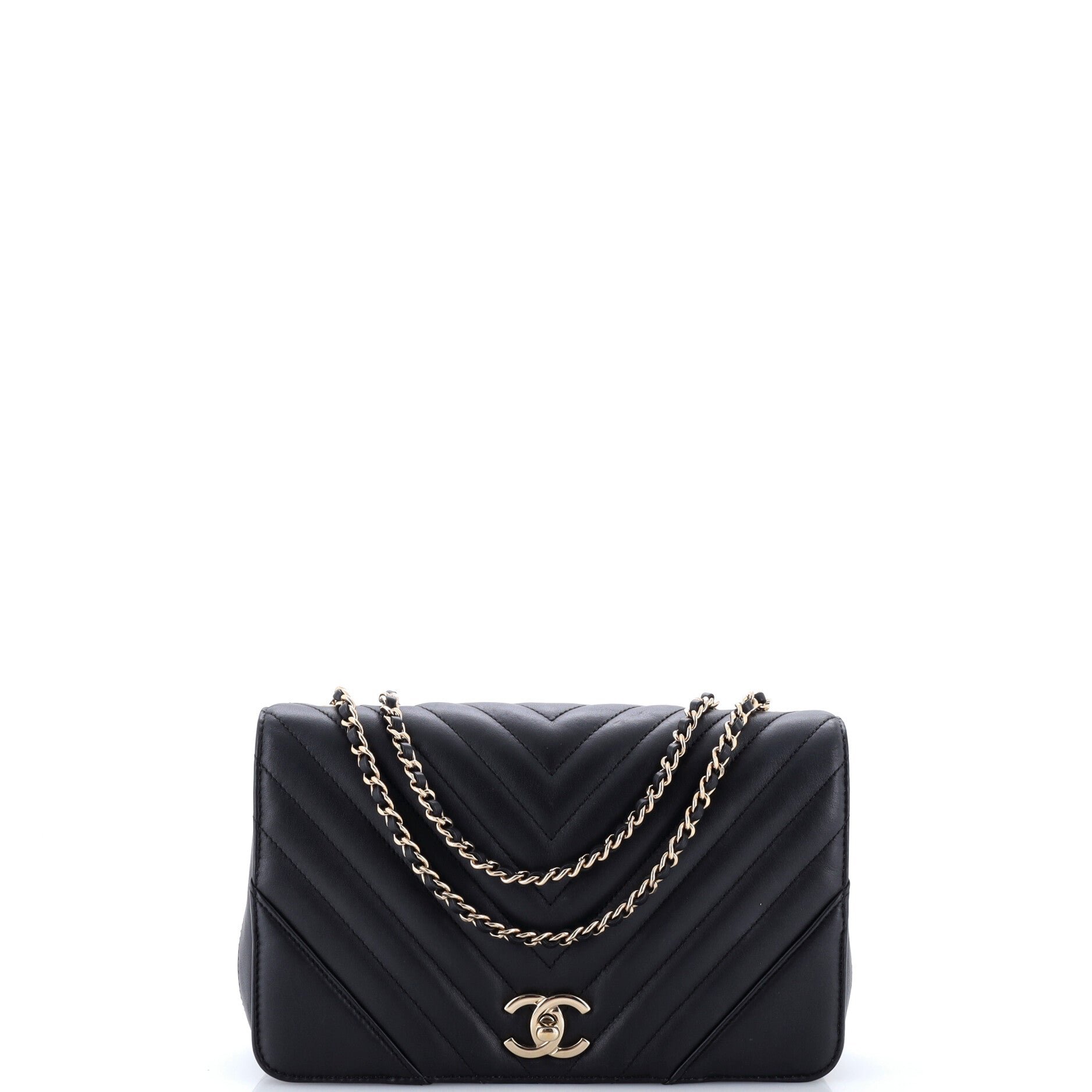 Statement Flap Bag Chevron Calfskin Small