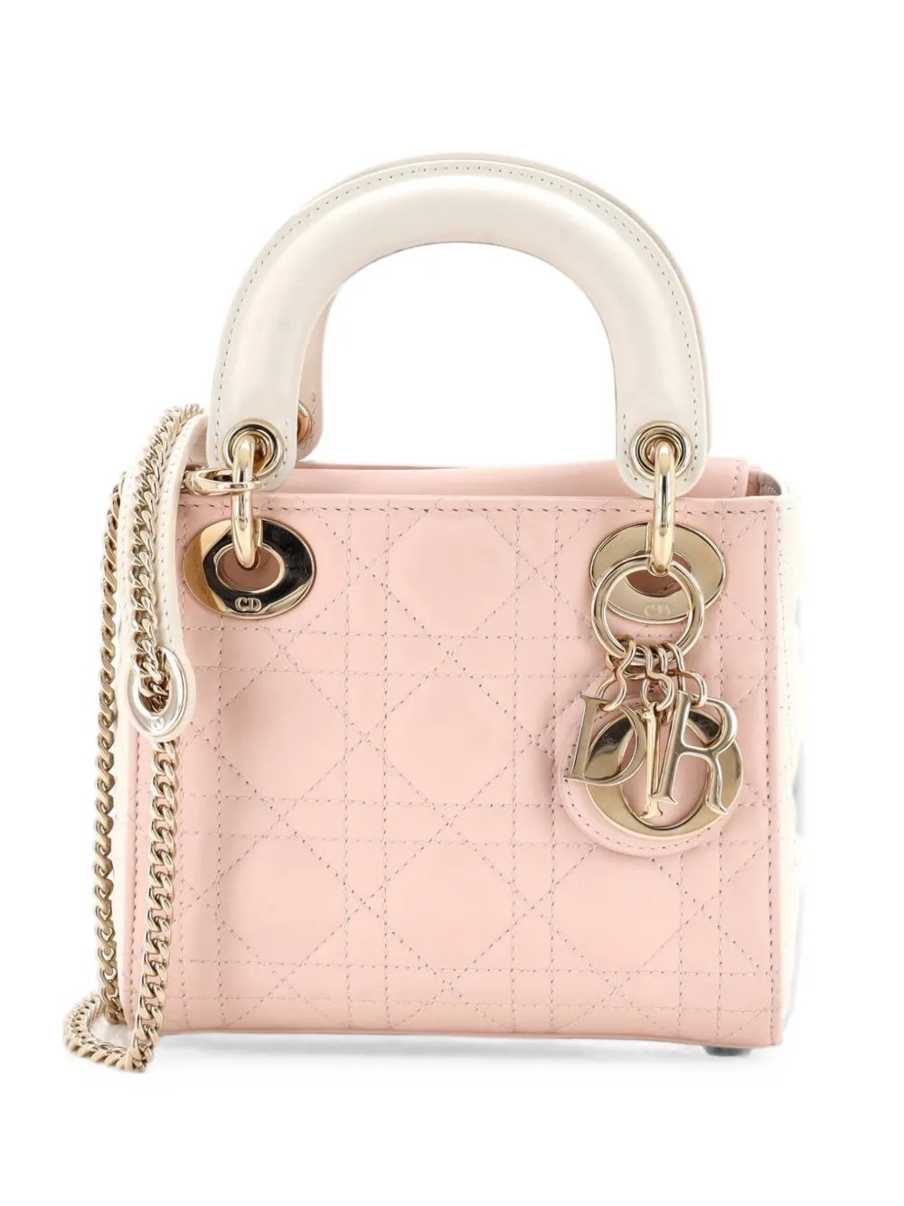 Bicolor Lady Dior Chain Bag Cannage Quilt Lambskin Mini satchel