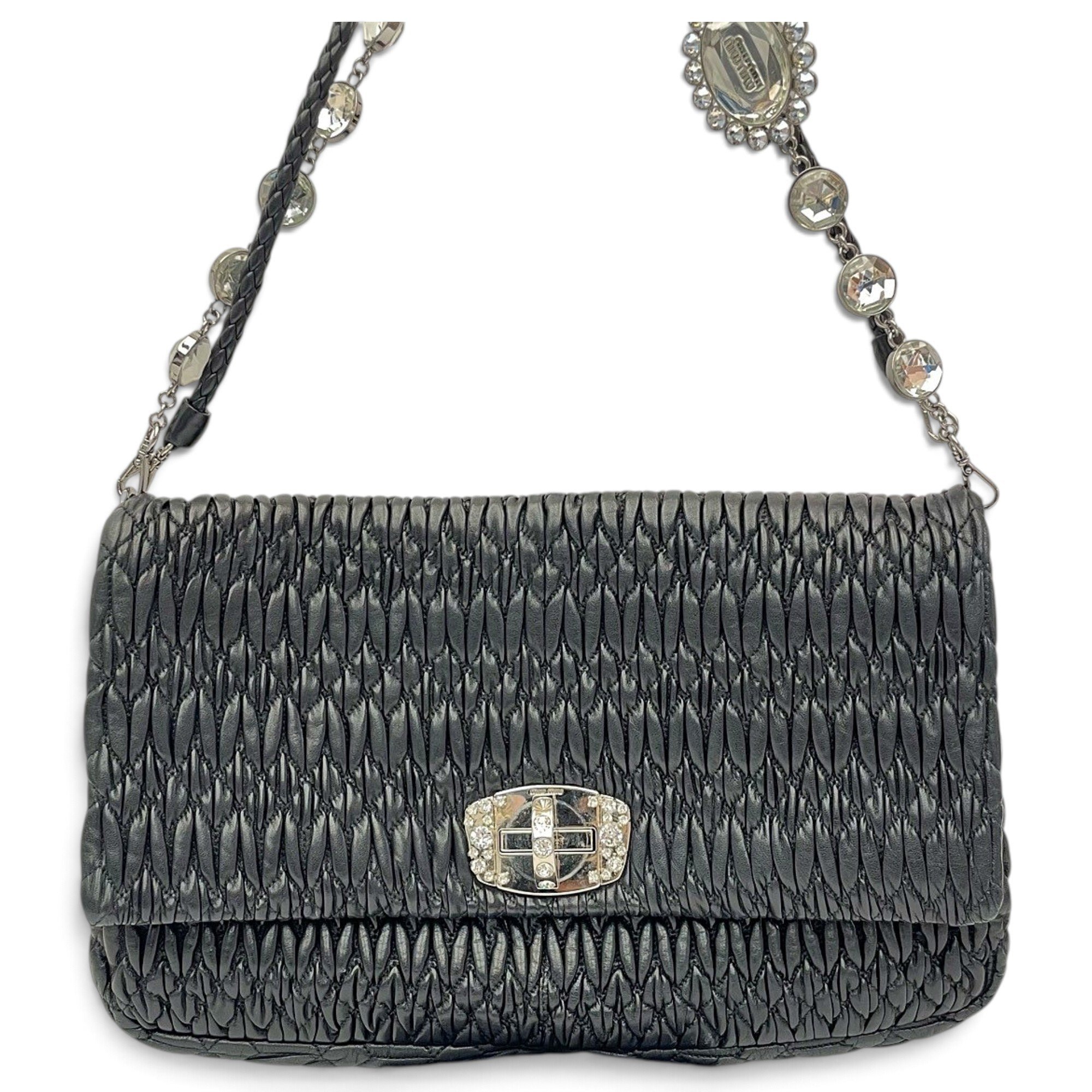 Miu Crystal leather handbag