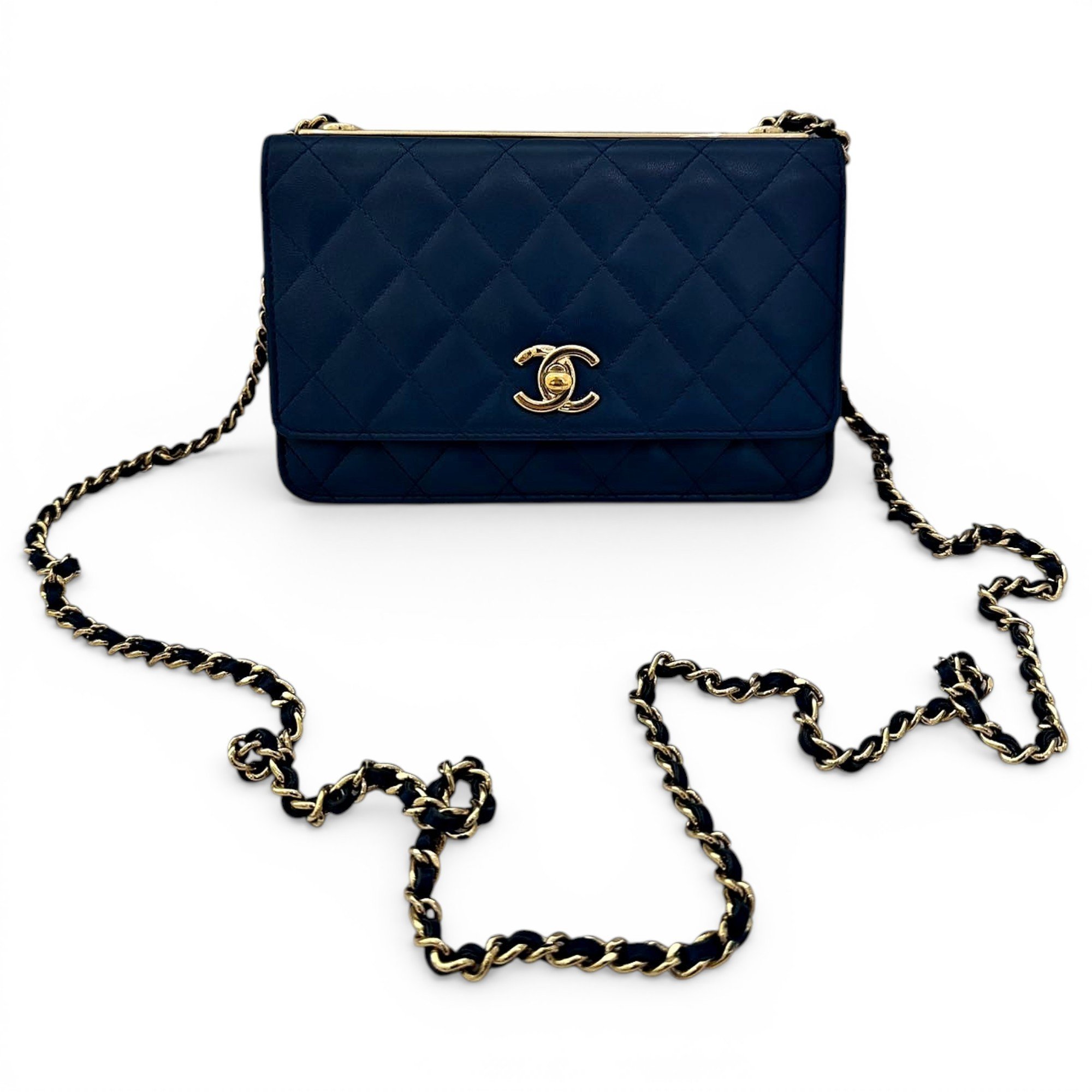 Trendy CC leather crossbody bag