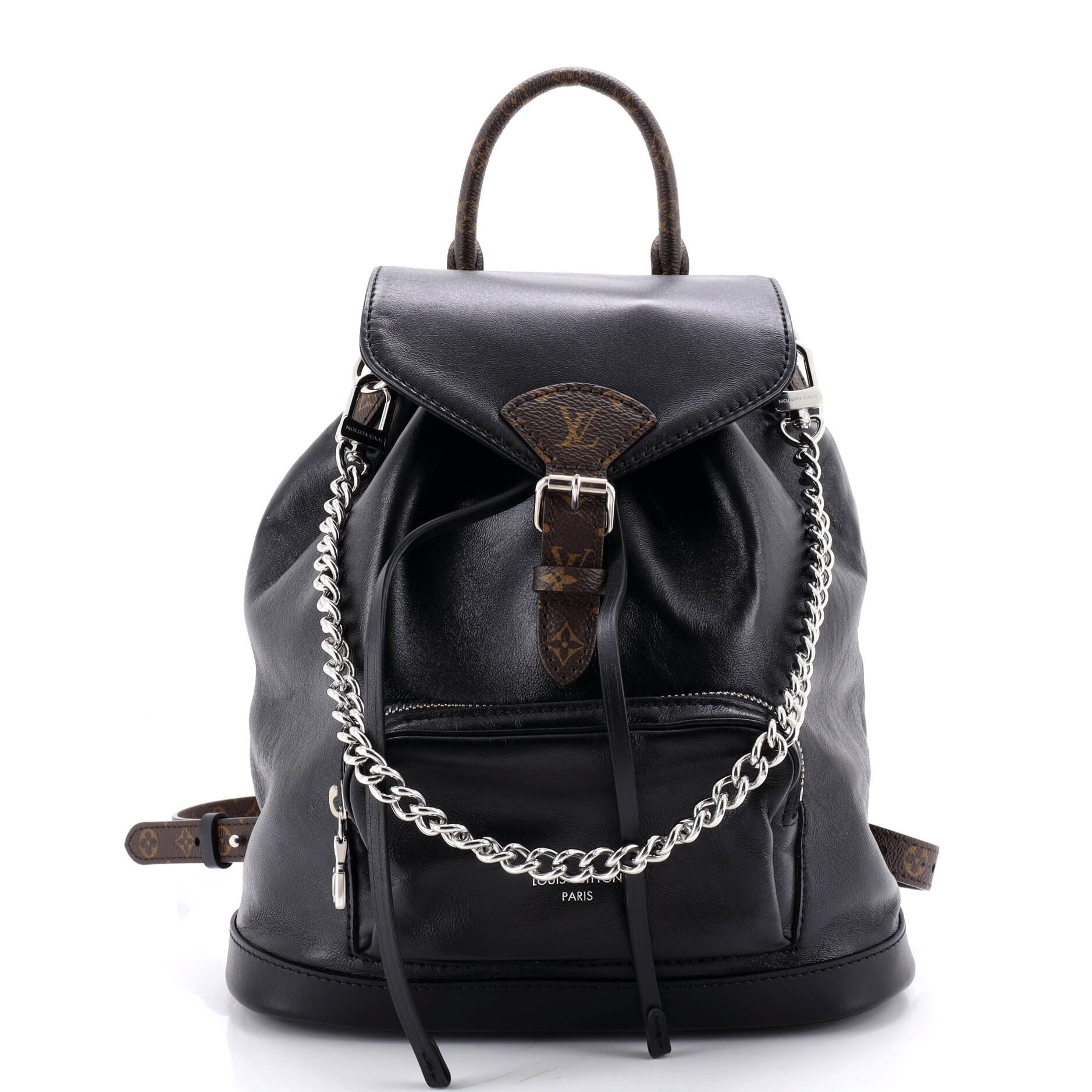 Louis Vuitton Montsouris Vibe Backpack Leather with Monogram Canvas PM