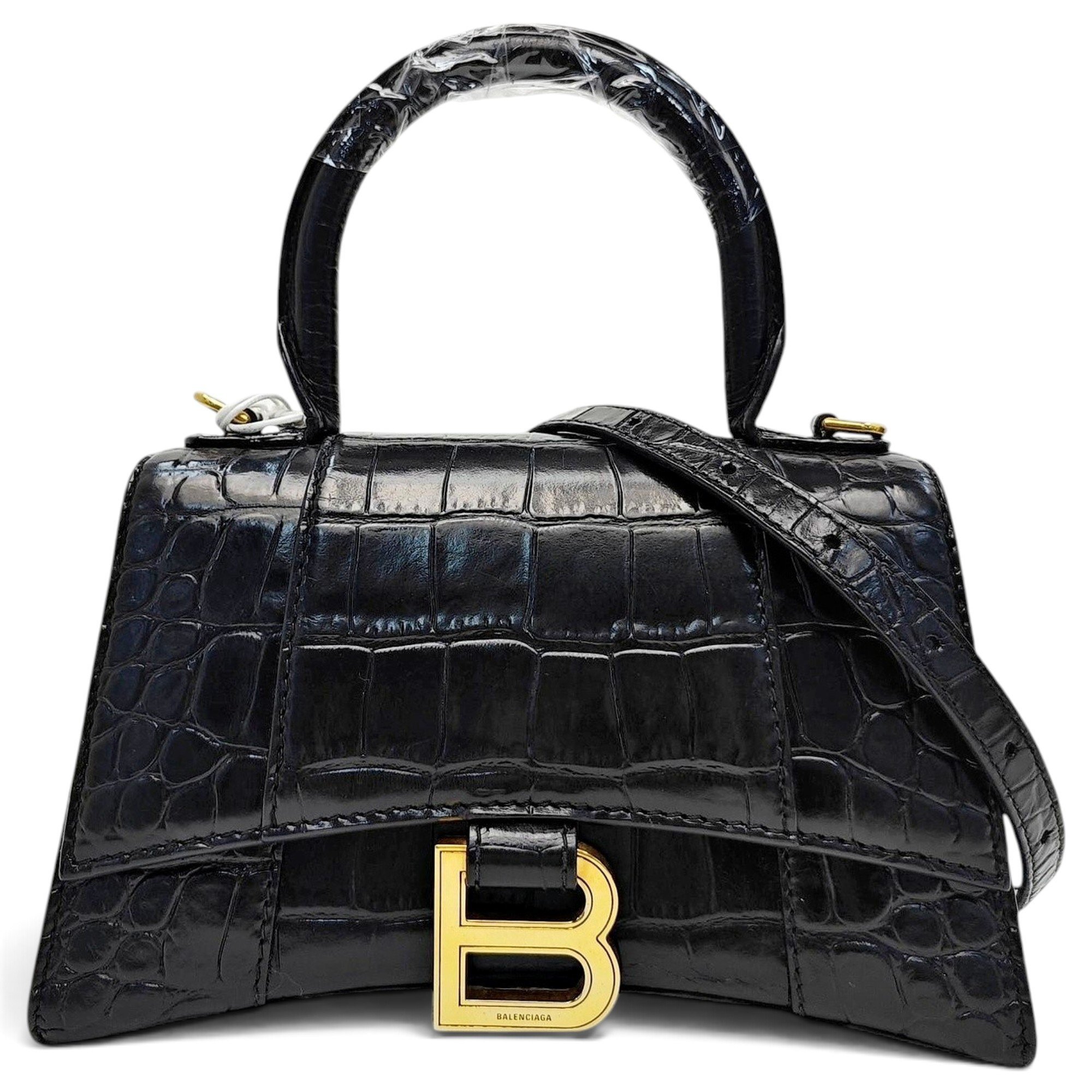 Hourglass leather handbag