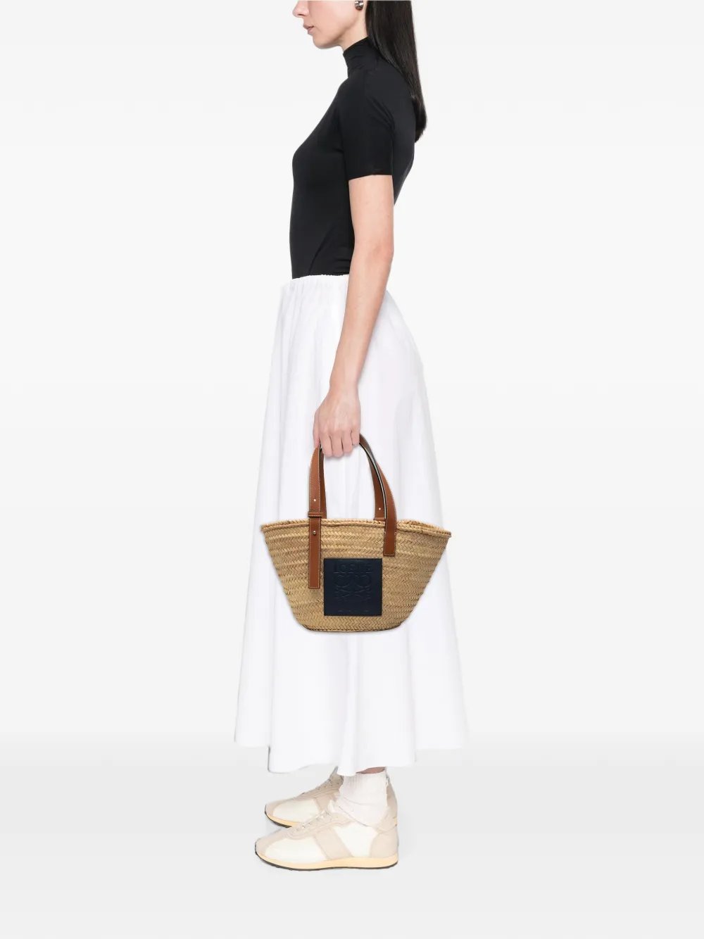 2021 Small Raffia Anagram Basket tote bag