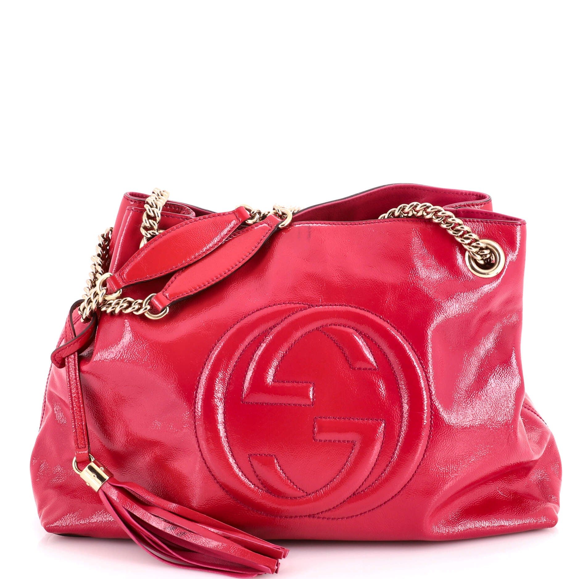 Soho Chain Strap Shoulder Bag Patent Medium