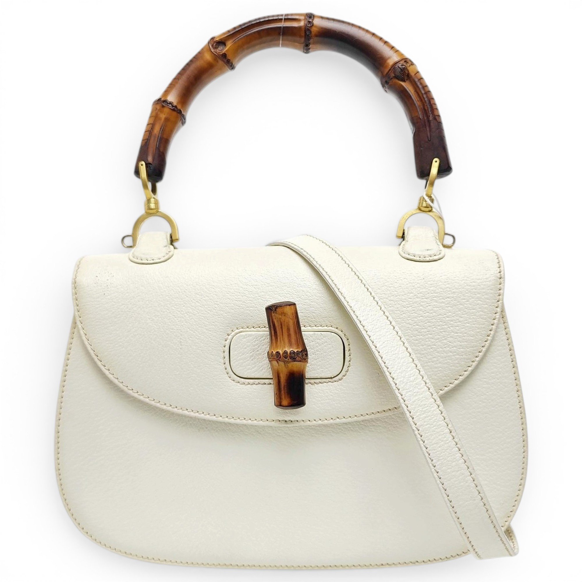 Convertible Bamboo Top Handle leather handbag