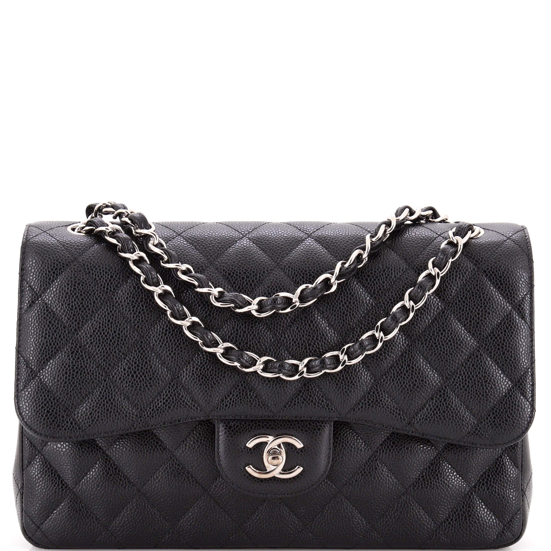 Chanel Classic Double Flap Bag Quilted Caviar Jumbo