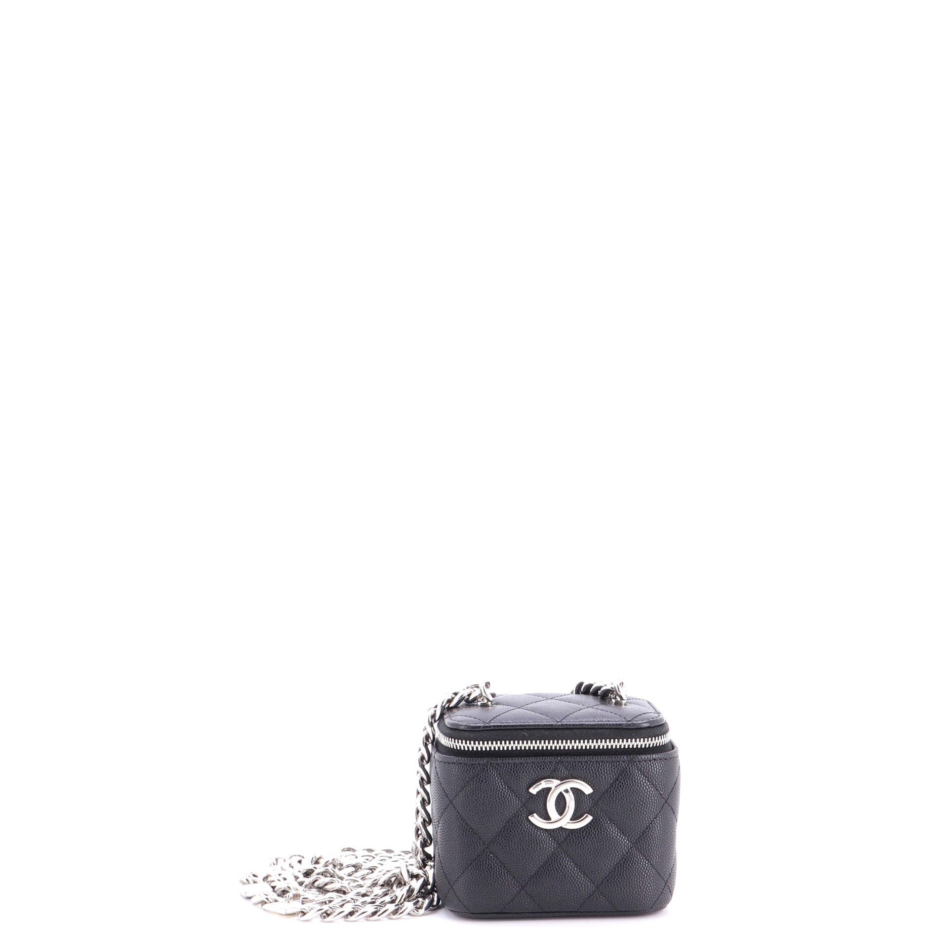 Coco Enamel Strap Vanity Case with Chain Quilted Caviar Mini