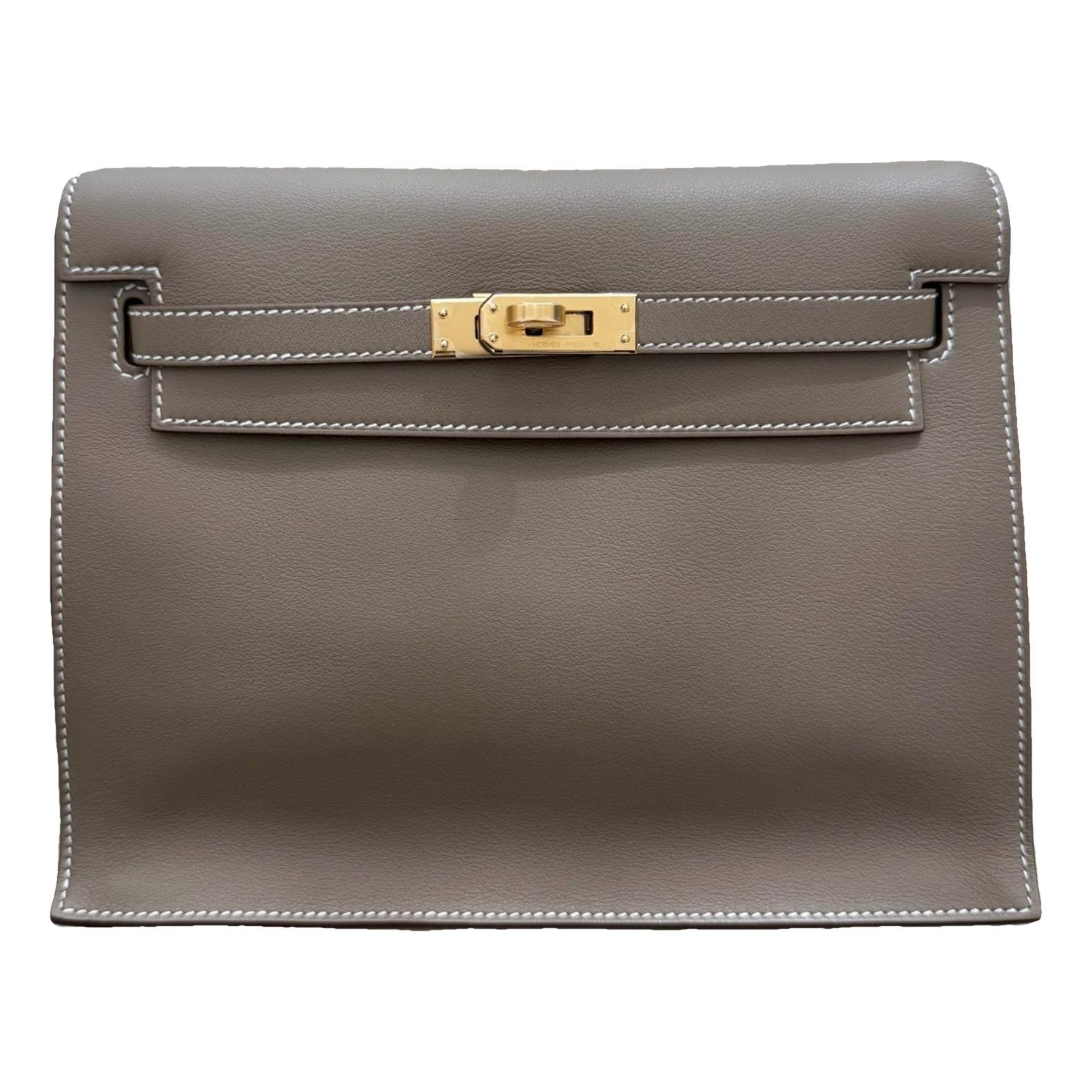 Hermes Kelly Handbag Etoupe Swift Leather