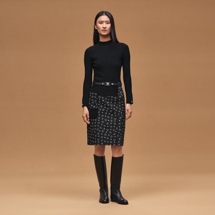Noir "Porte-bonheur Bandana" Straight Skirt