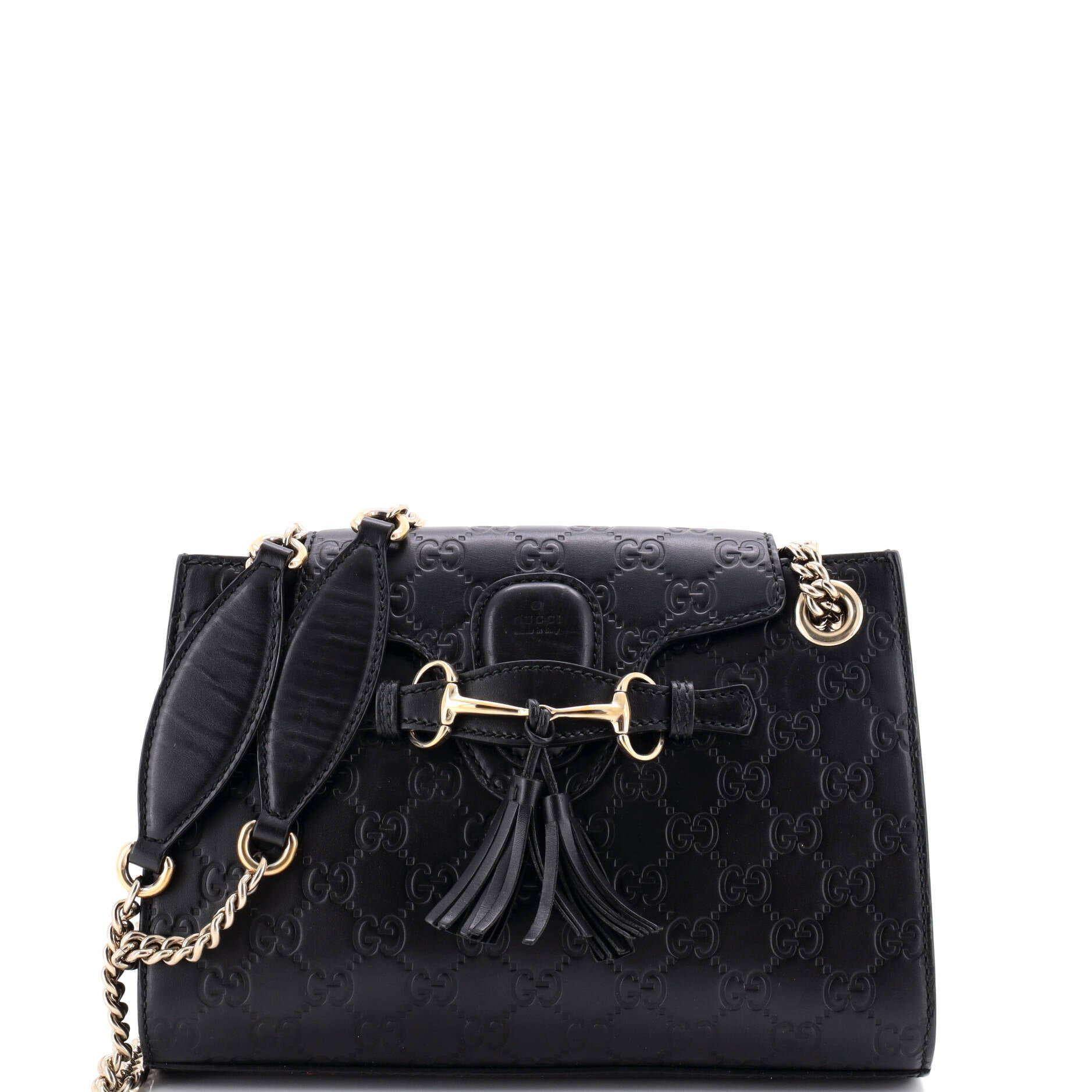 Emily Chain Flap Shoulder Bag Guccissima Leather Small