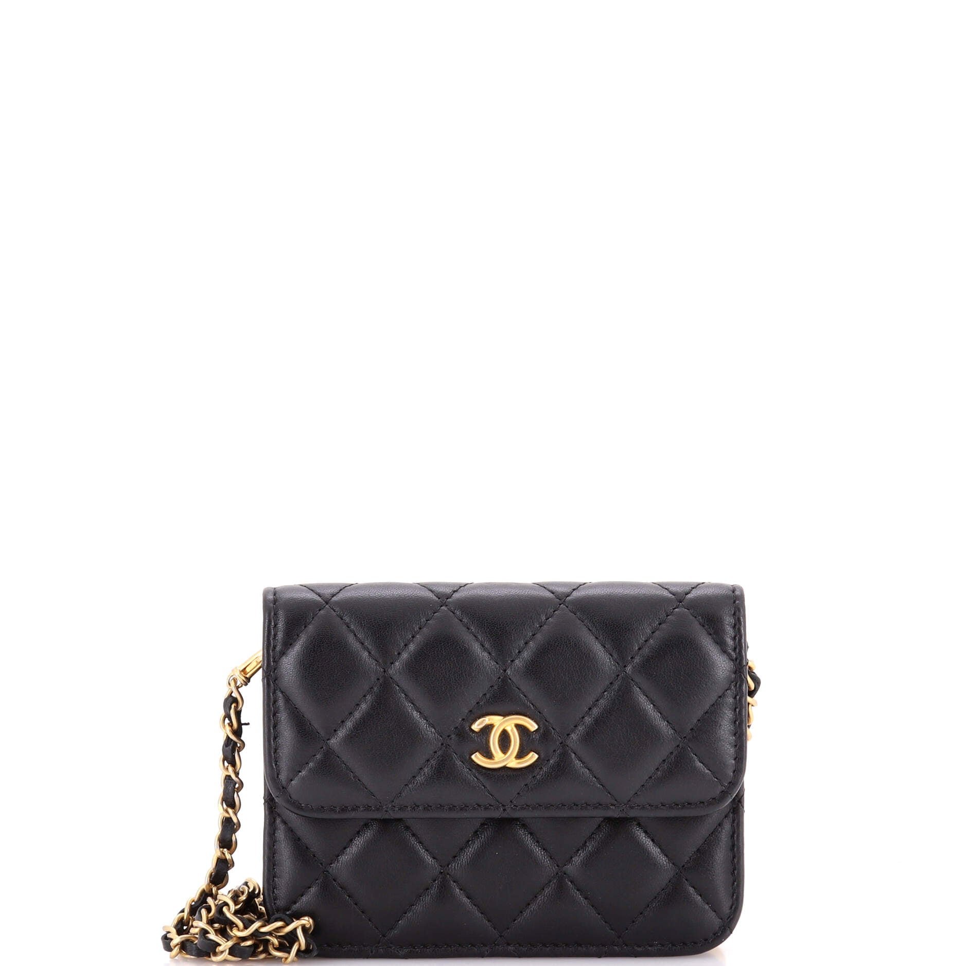 Pearl Crush Flap Clutch with Chain Quilted Lambskin Mini
