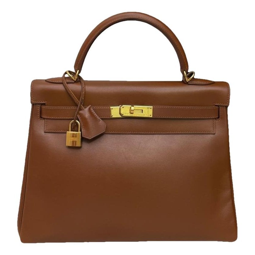 Hermes Kelly 32 Handbag Caramel Box Calf Leather 2002