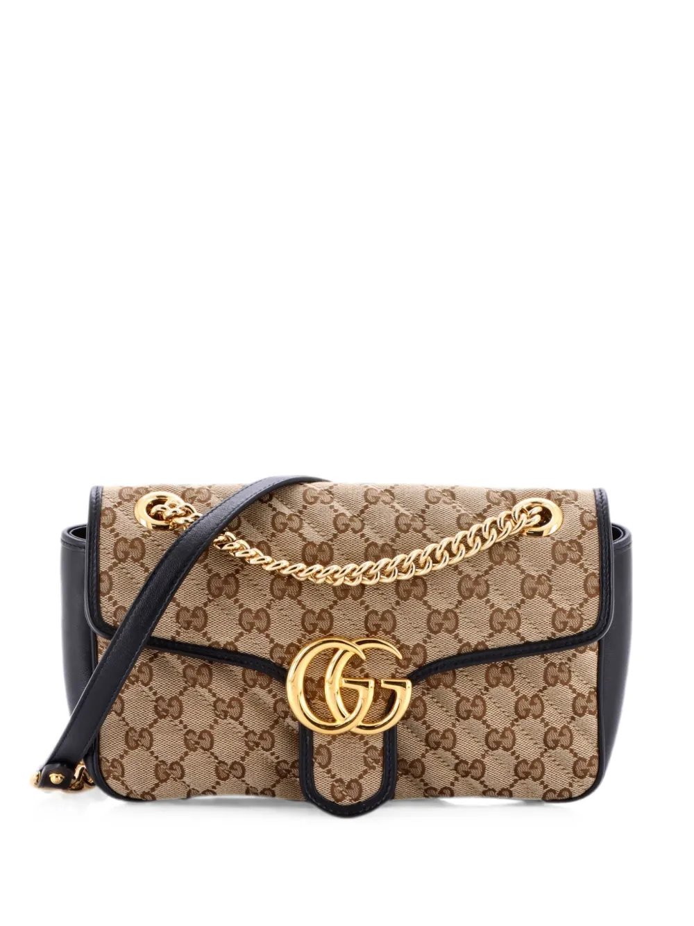 GG Marmont Flap Bag Diagonal Quilted GG Canvas with Leather Small shoulder bag