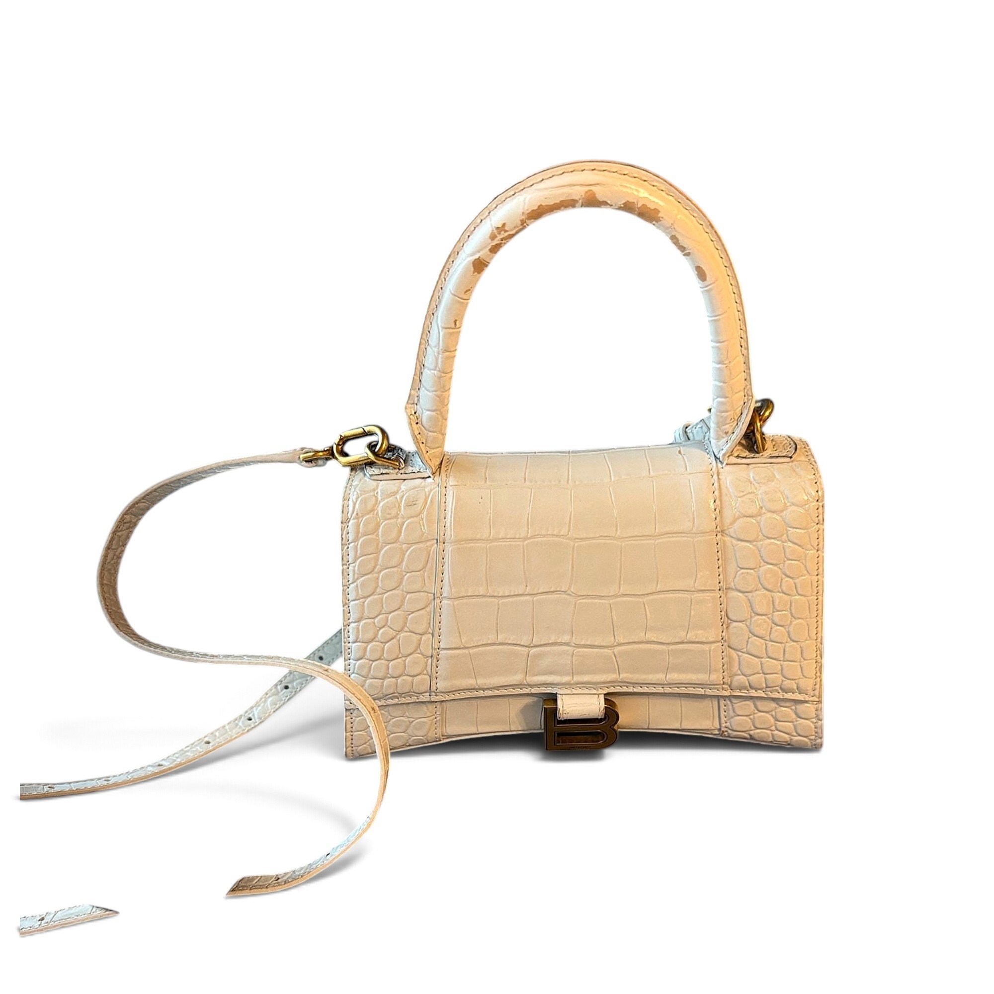 Hourglass leather handbag