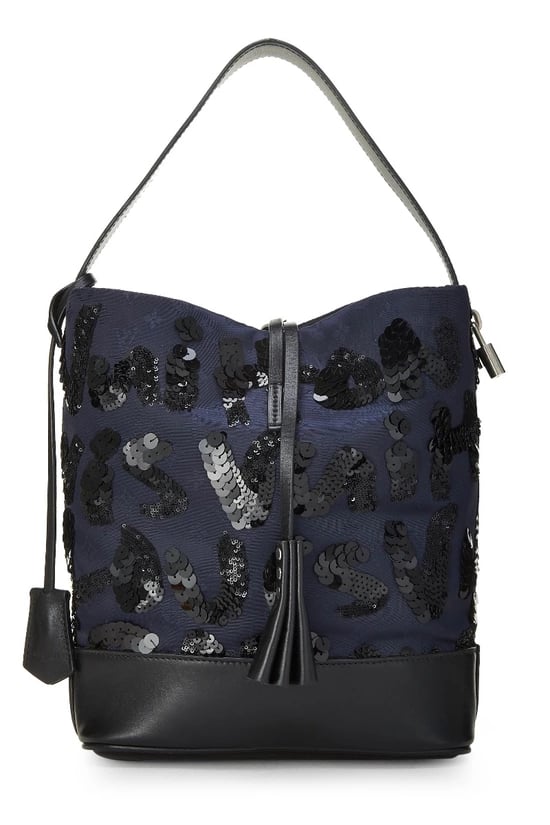 Navy Satin Spotlight Bucket Bag